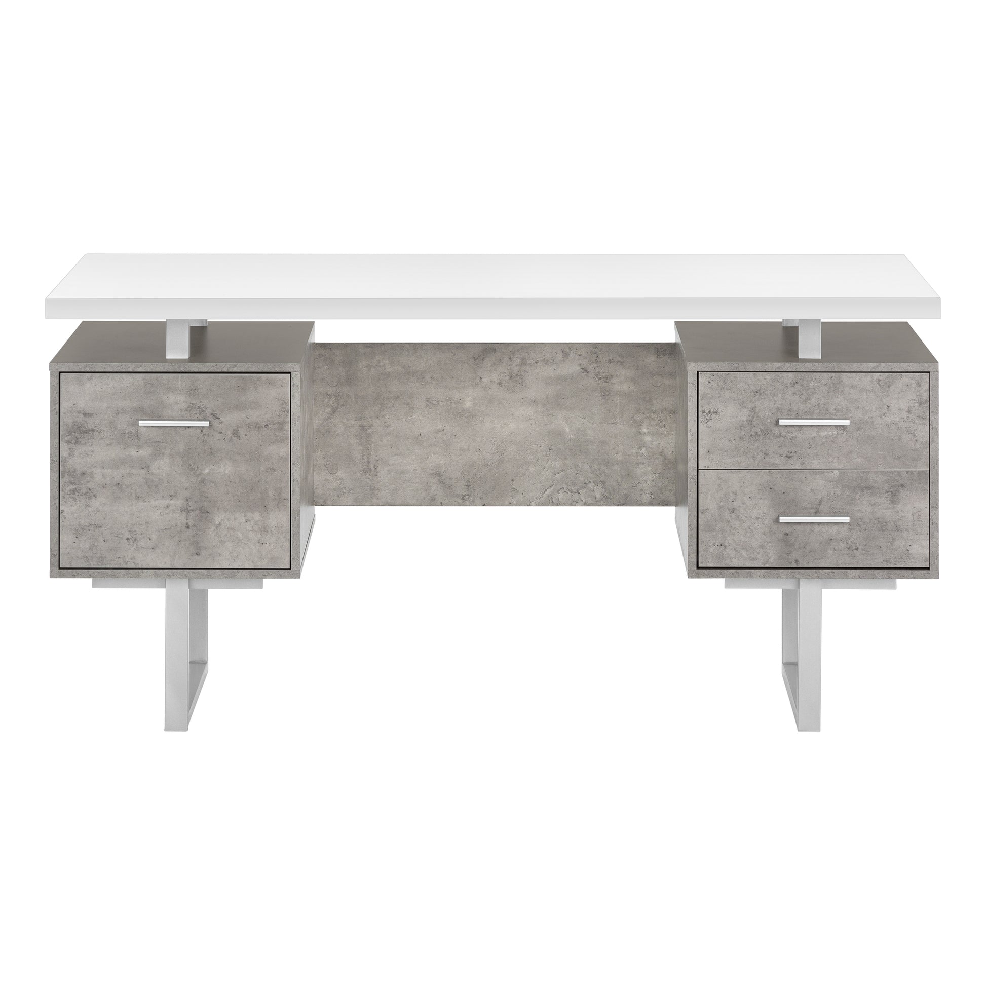 Computer Desk - 60"L / Espresso / Silver Metal-Computer Desk-DECOROLALA