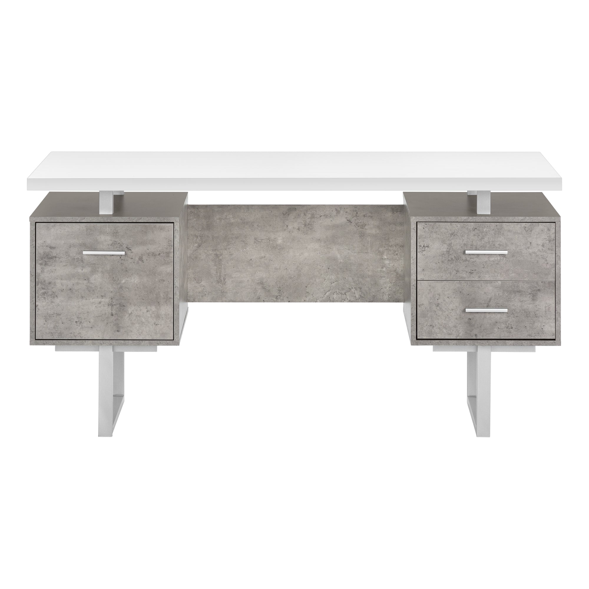 Computer Desk - 60"L / Espresso / Silver Metal-Computer Desk-DECOROLALA