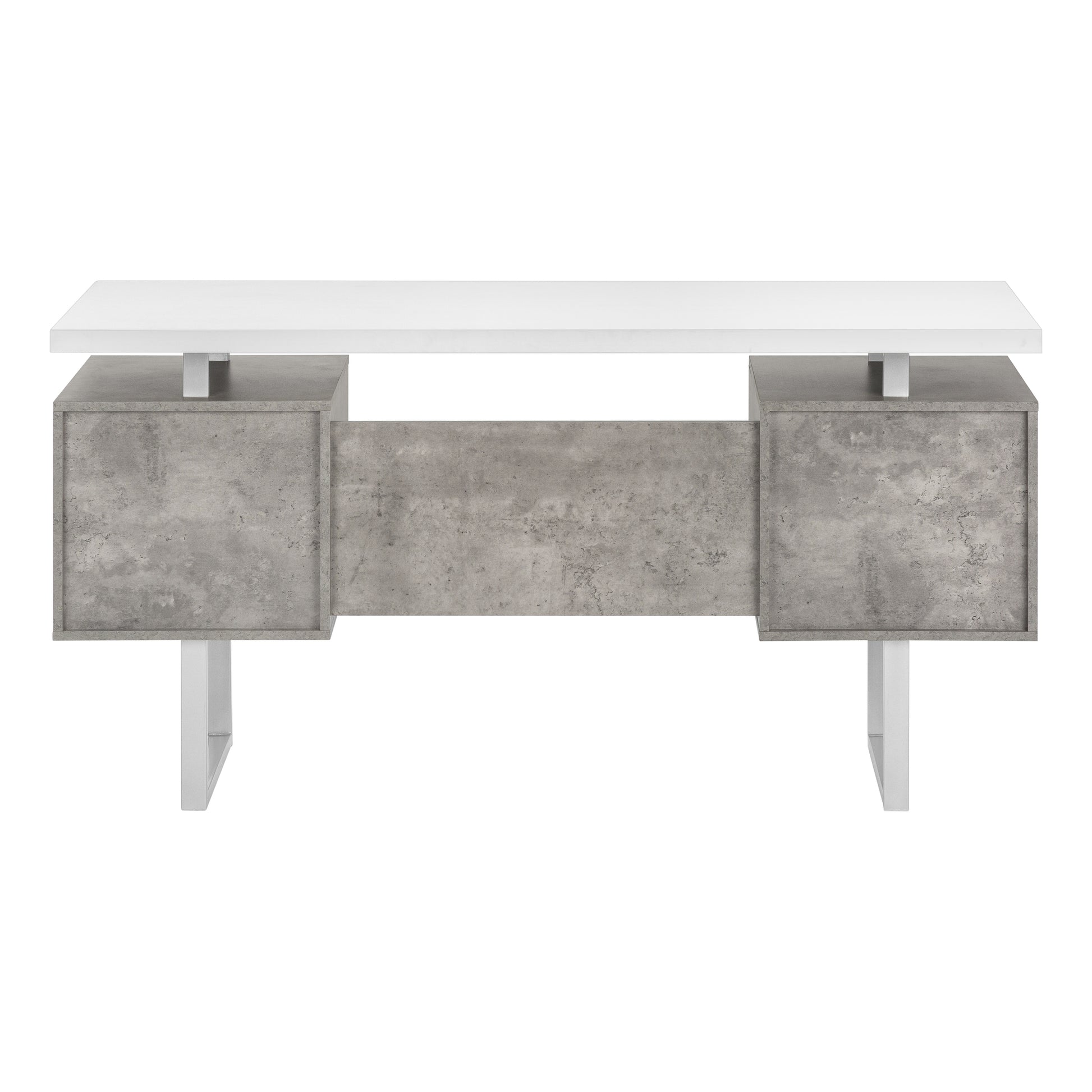 Computer Desk - 60"L / Espresso / Silver Metal-Computer Desk-DECOROLALA