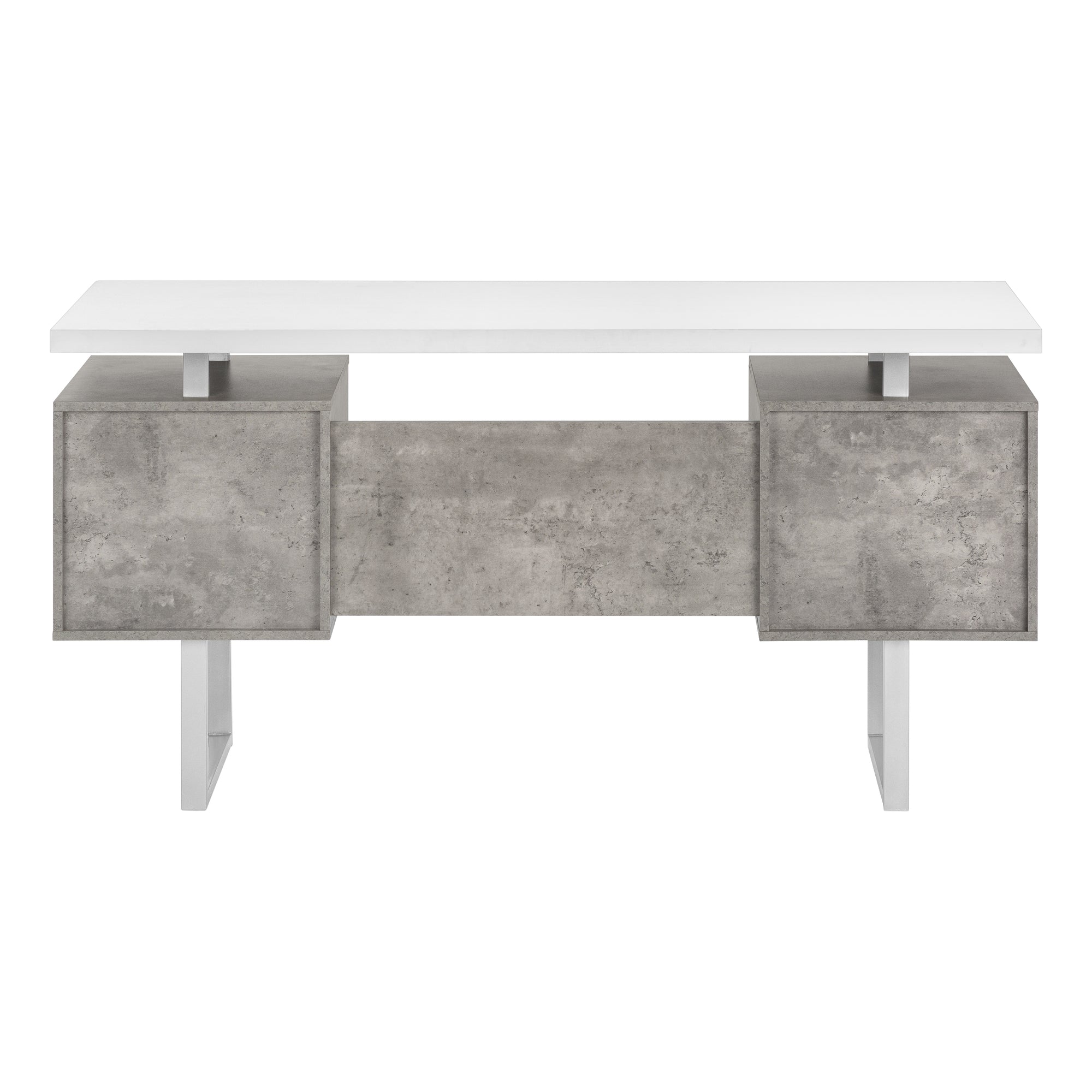 Computer Desk - 60"L / Espresso / Silver Metal-Computer Desk-DECOROLALA
