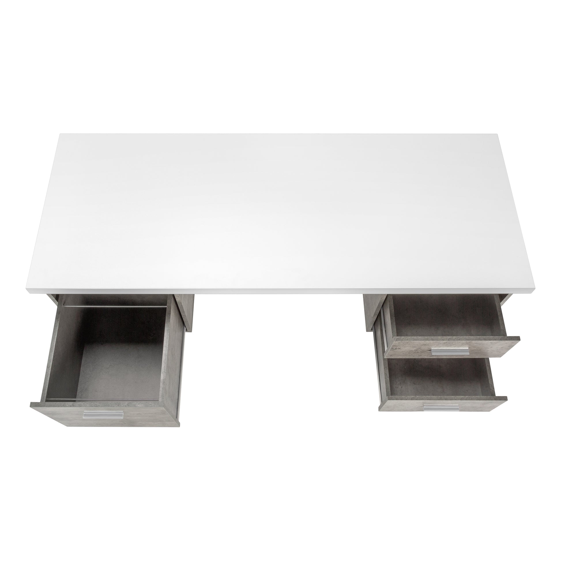 Computer Desk - 60"L / Espresso / Silver Metal-Computer Desk-DECOROLALA