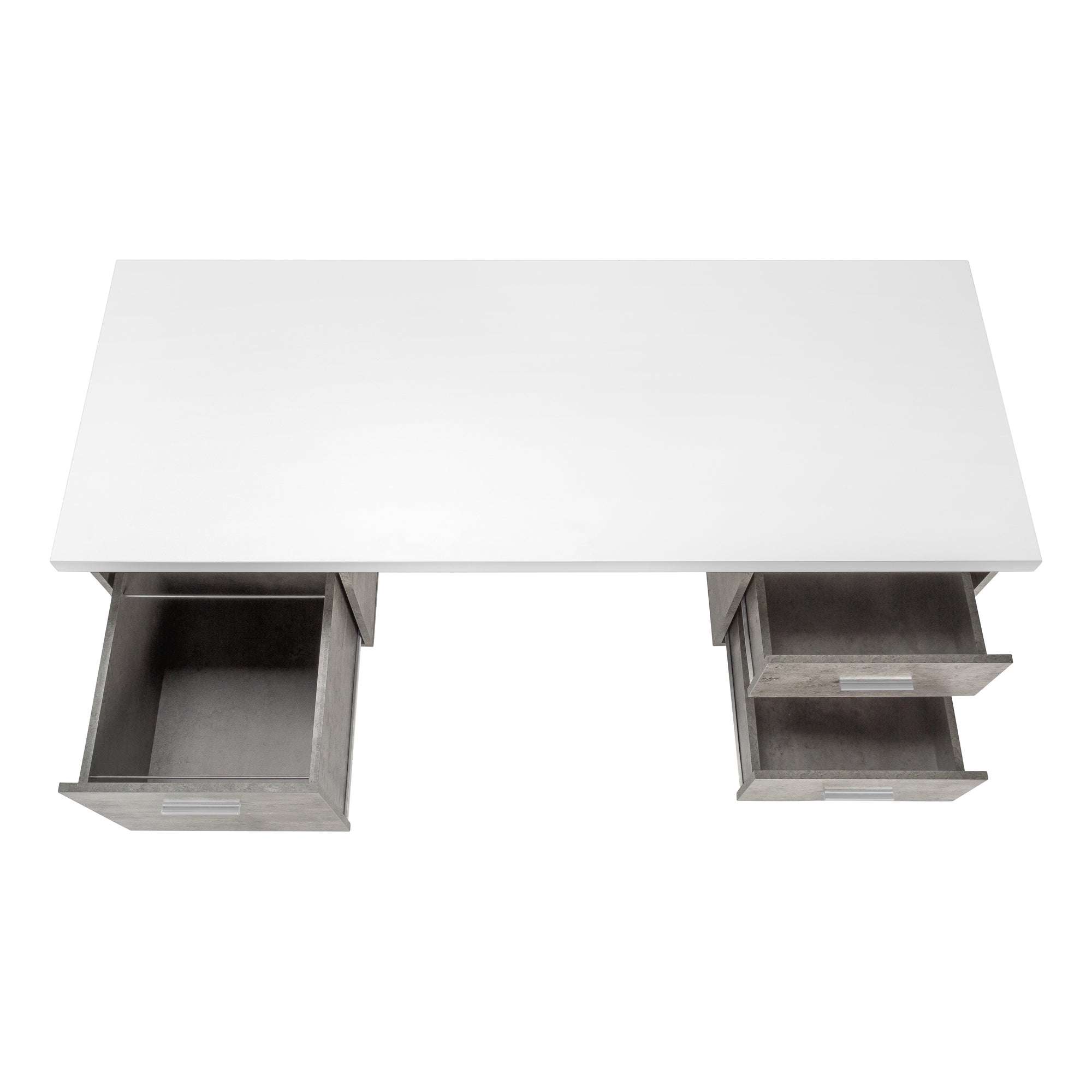 Computer Desk - 60"L / Espresso / Silver Metal-Computer Desk-DECOROLALA