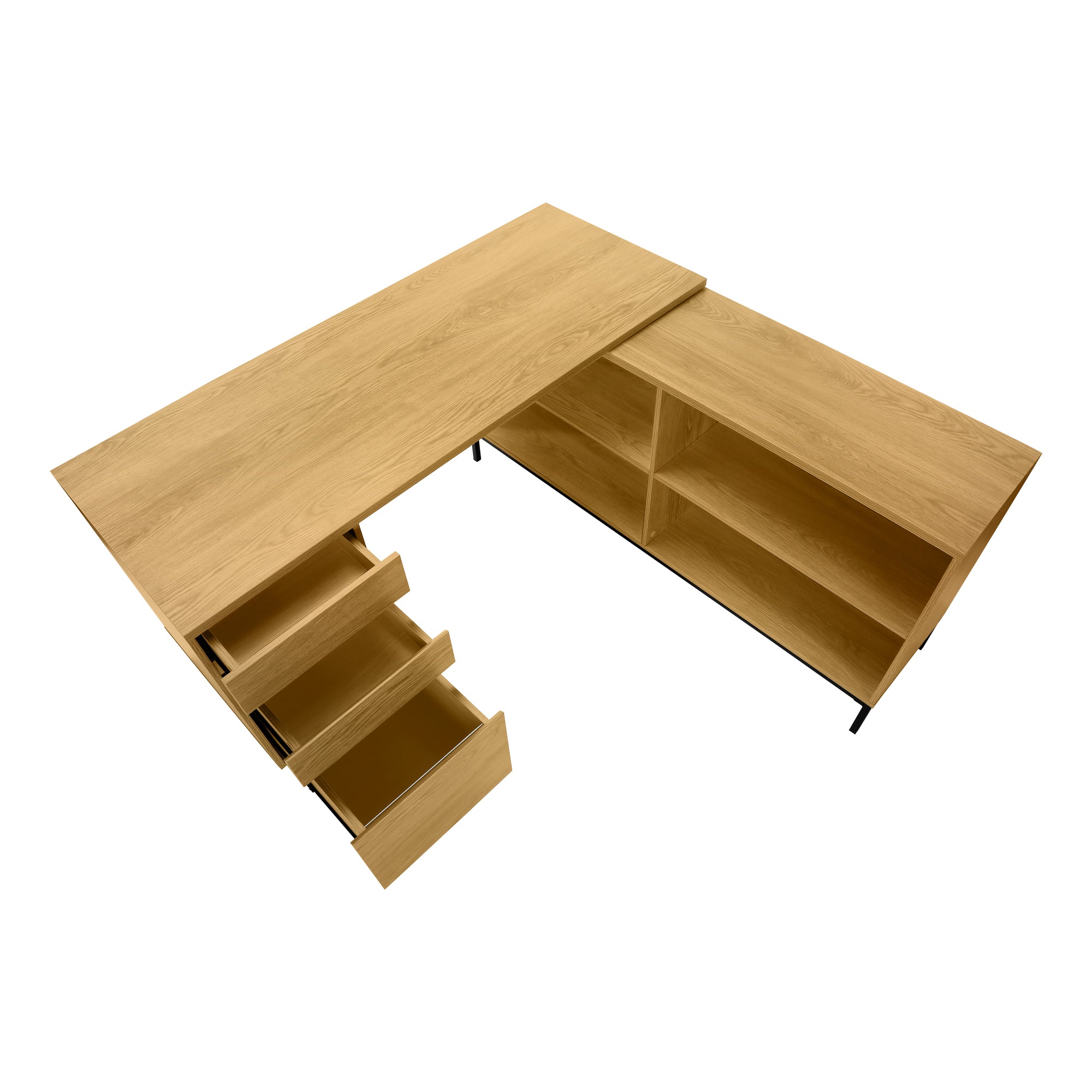 Computer Desk - 60"L / Rustic Brown L-Shaped Corner-Computer Desk-DECOROLALA