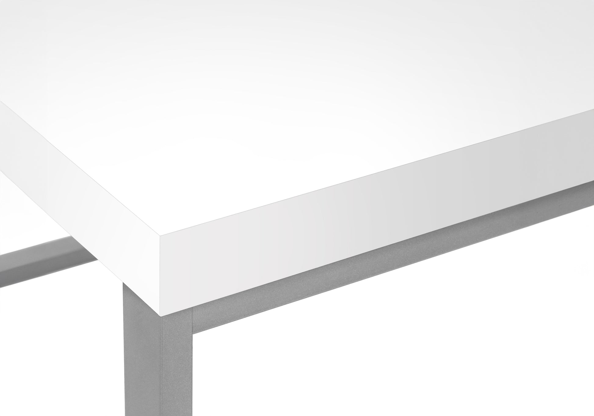 Computer Desk - 60"L / White / Silver Metal L/R Corner-Computer Desk-DECOROLALA