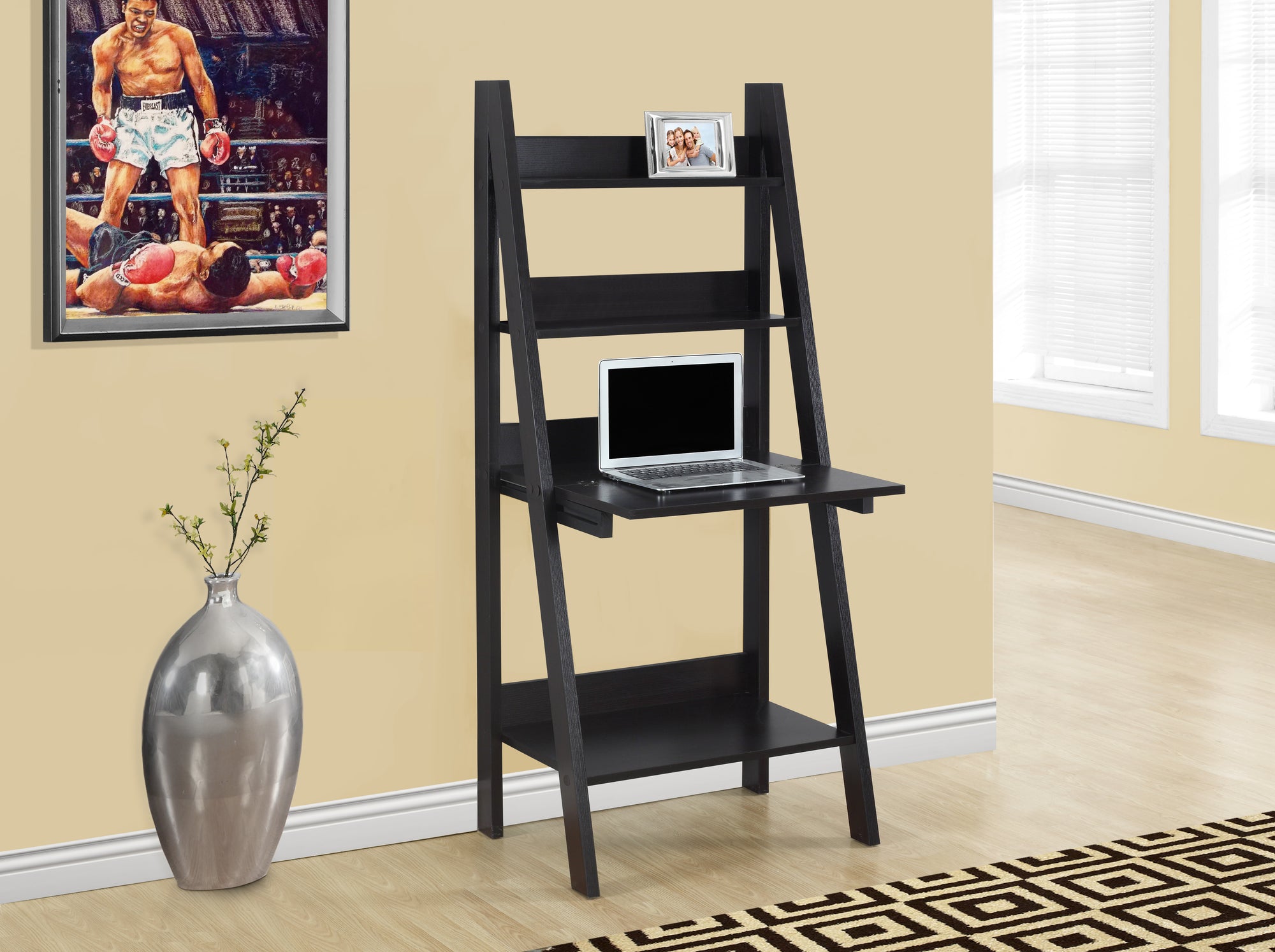 Computer Desk 61"H Ladder Style Taupe-Computer Desk-DECOROLALA