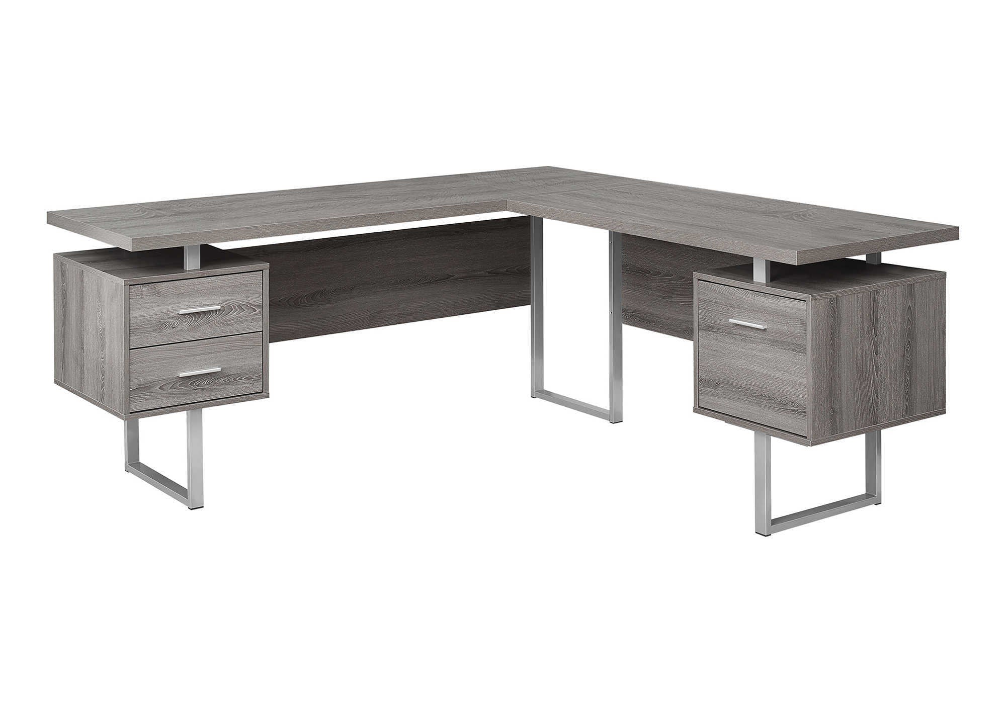 Computer Desk 70"L L-Shaped Dark Taupe-Computer Desk-DECOROLALA