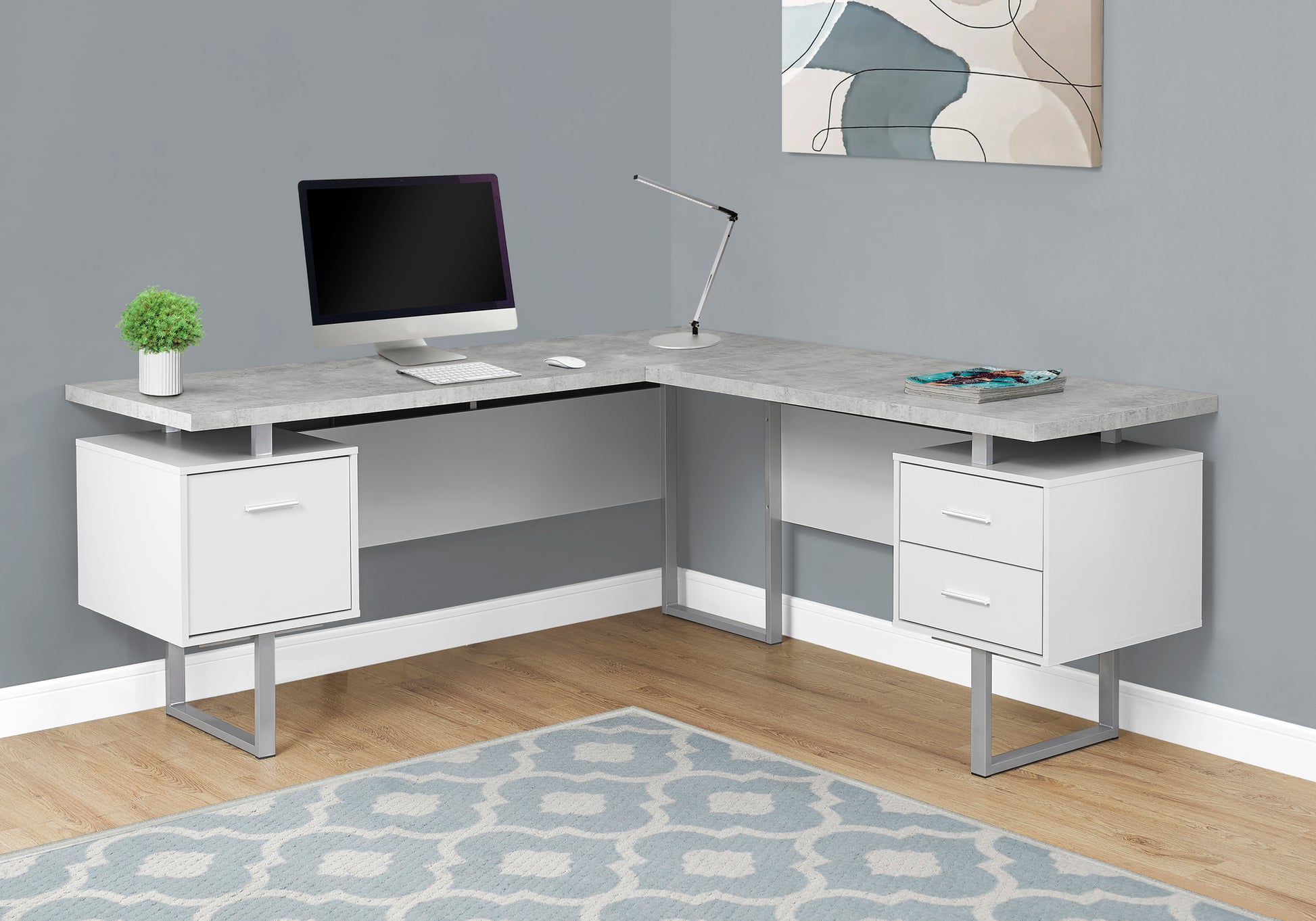 Computer Desk 70"L L-Shaped Dark Taupe-Computer Desk-DECOROLALA