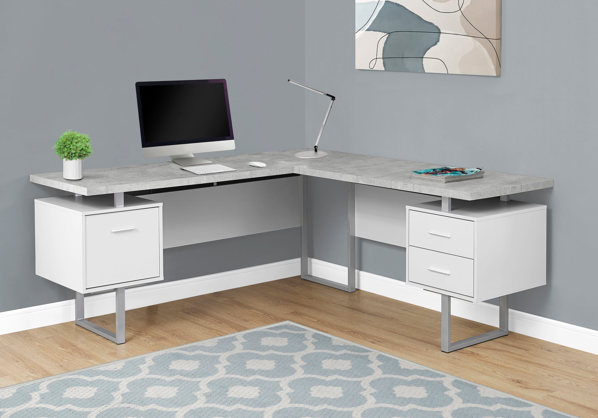 Computer Desk 70"L L-Shaped Dark Taupe-Computer Desk-DECOROLALA