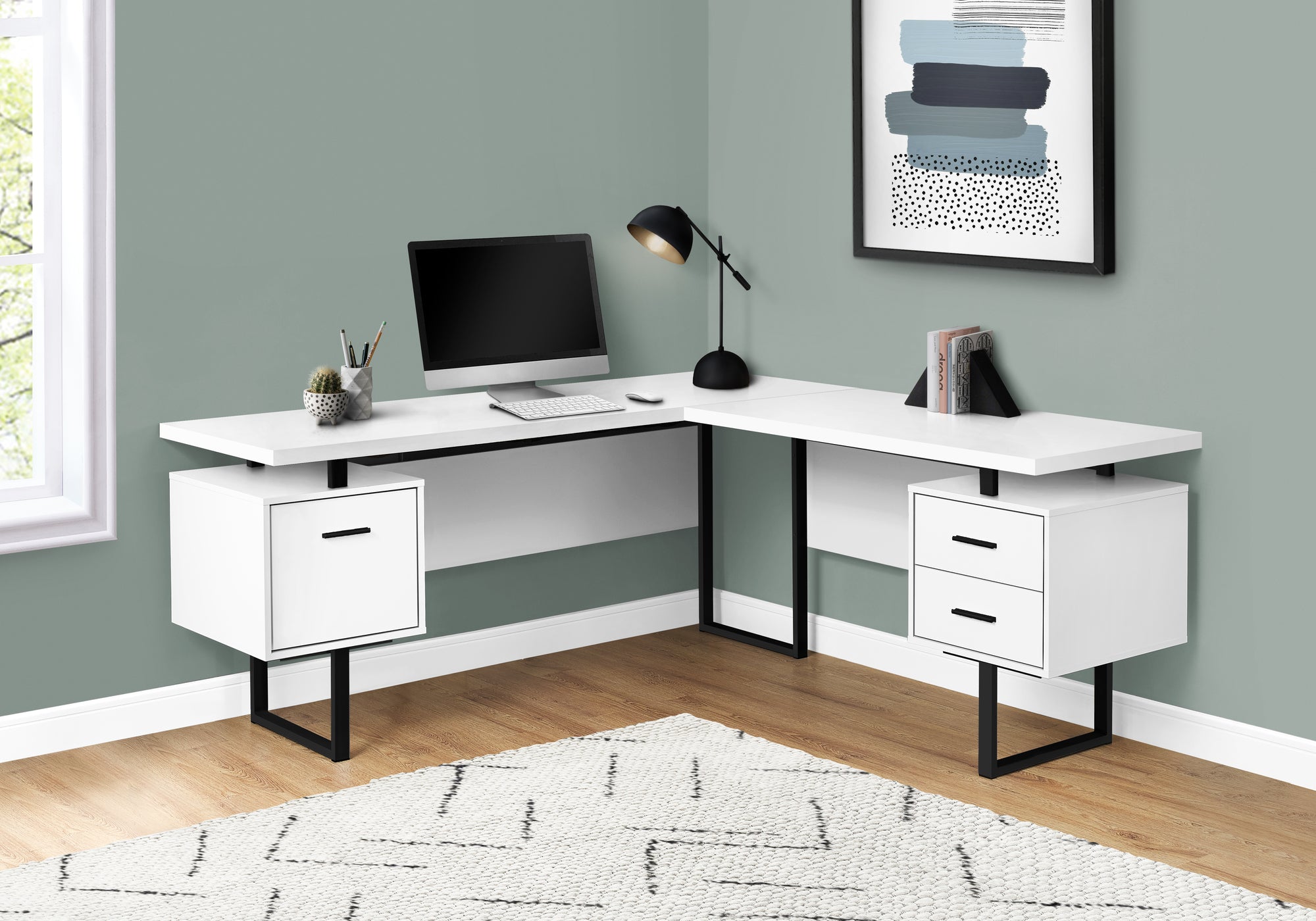 Computer Desk 70"L L-Shaped Dark Taupe-Computer Desk-DECOROLALA