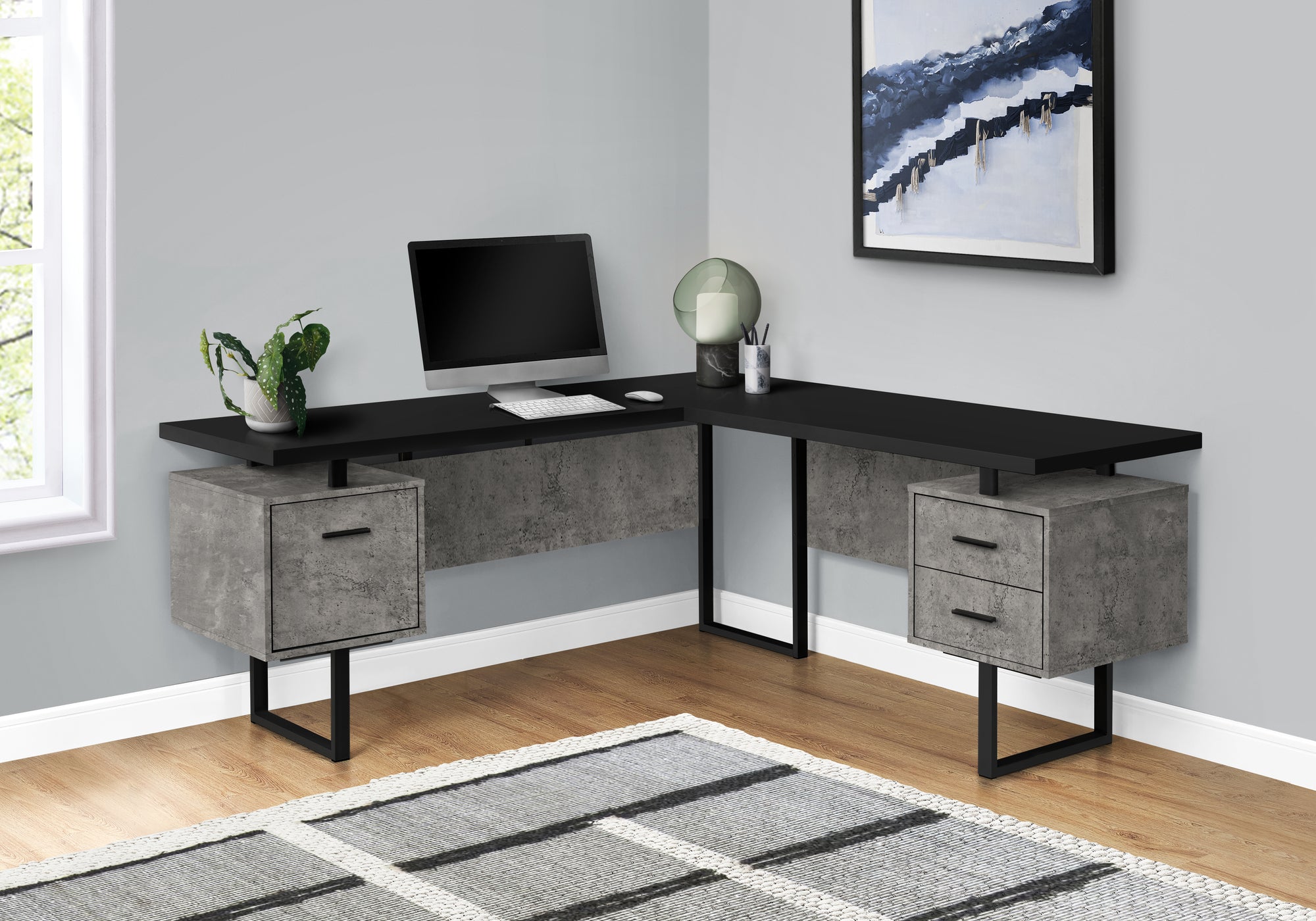 Computer Desk 70"L L-Shaped Dark Taupe-Computer Desk-DECOROLALA