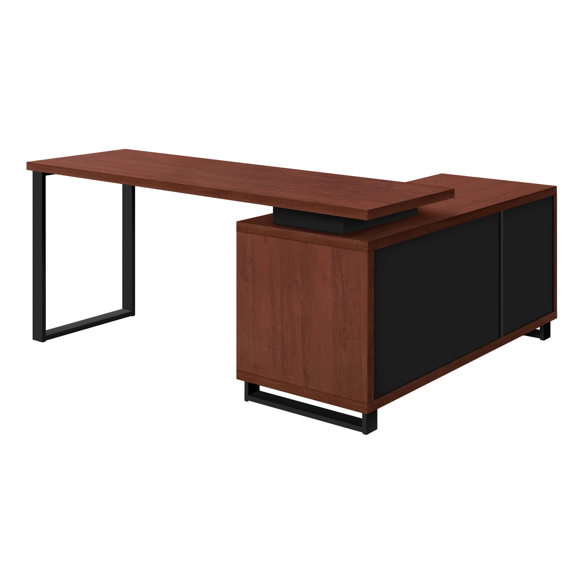 Computer Desk - 72"L Espresso / Black Executive Corner-Computer Desk-DECOROLALA