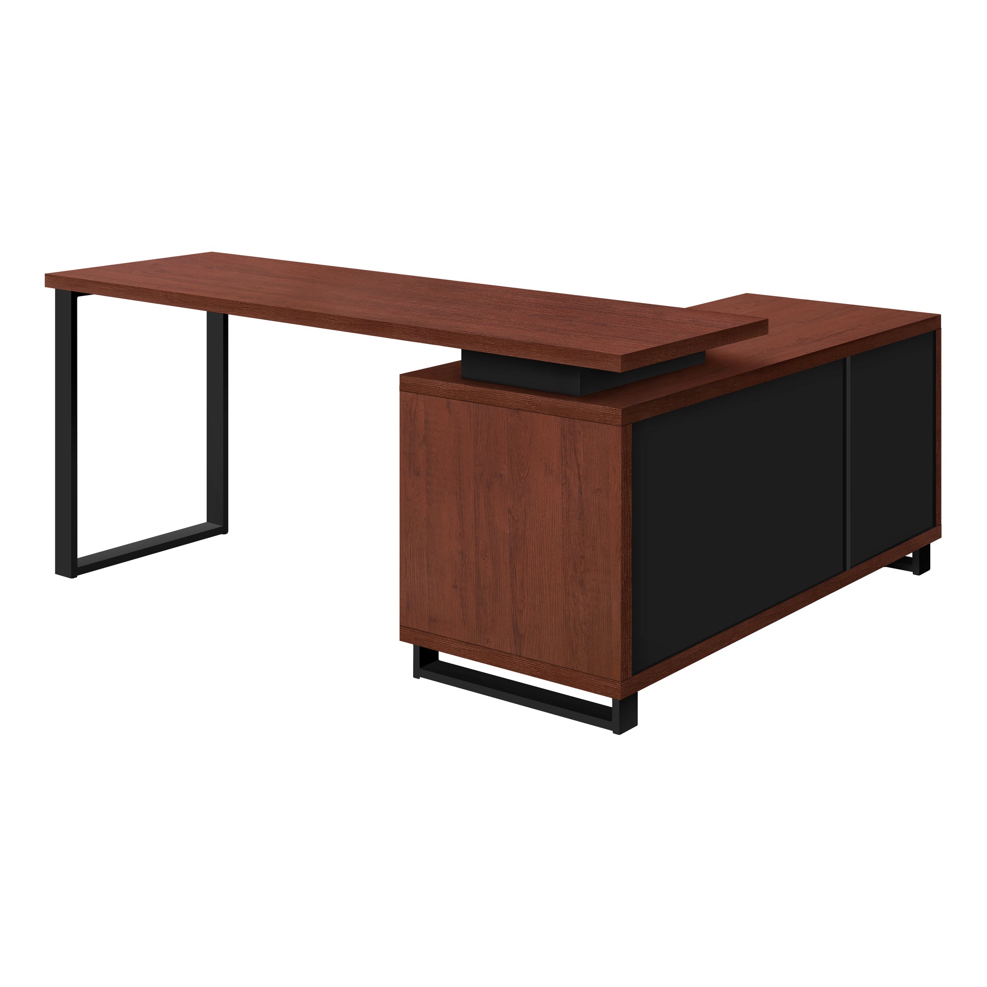 Computer Desk - 72"L Espresso / Black Executive Corner-Computer Desk-DECOROLALA