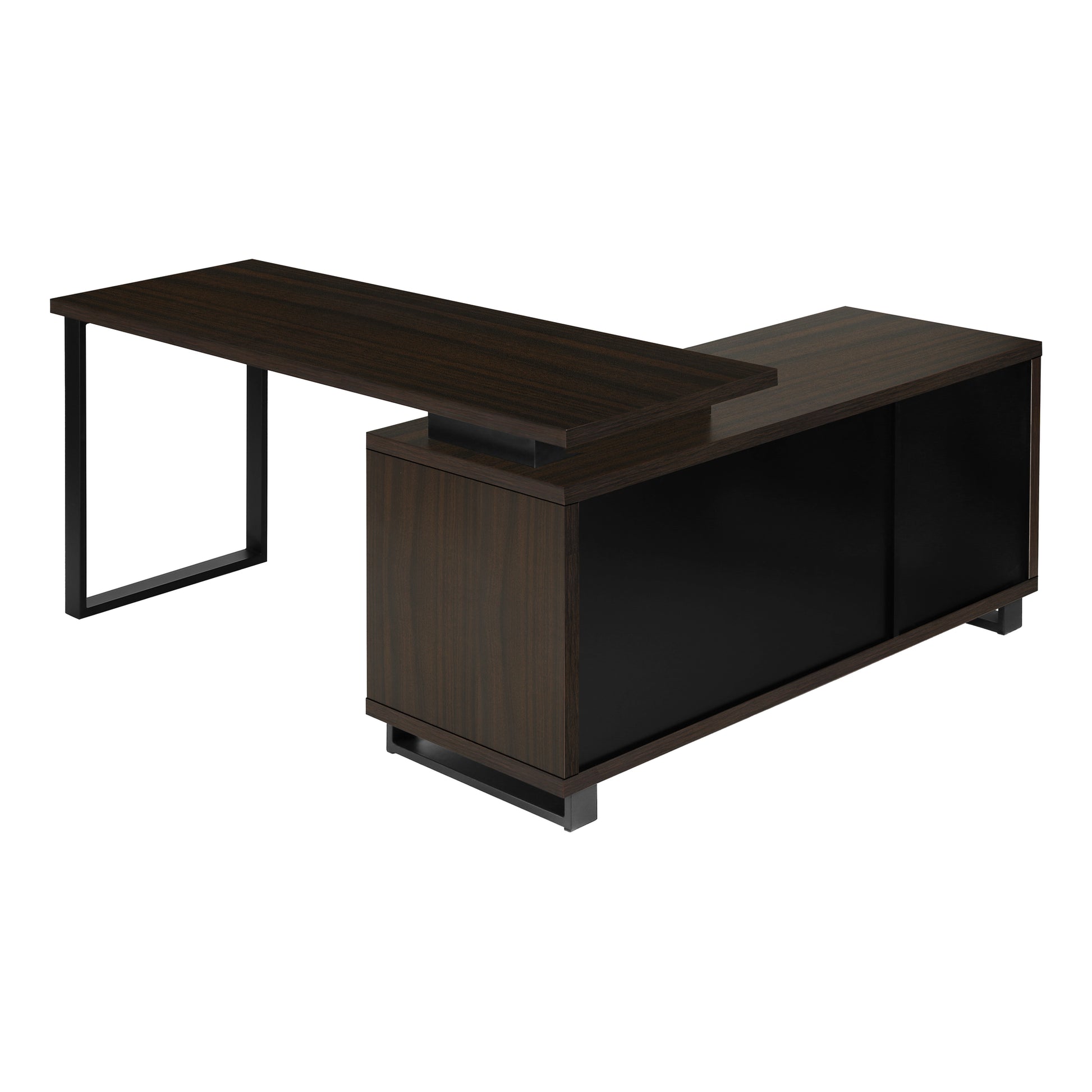 Computer Desk - 72"L Espresso / Black Executive Corner-Computer Desk-DECOROLALA