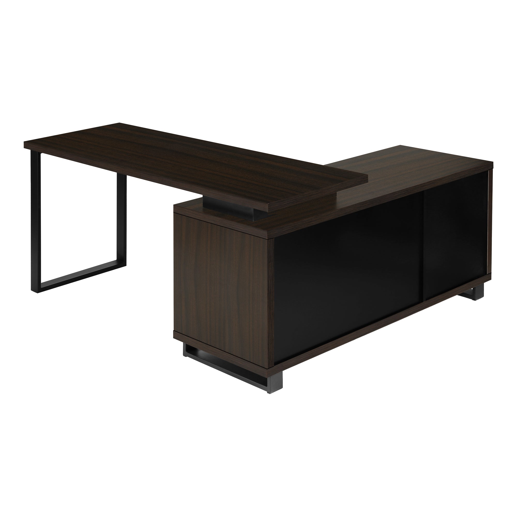 Computer Desk - 72"L Espresso / Black Executive Corner-Computer Desk-DECOROLALA