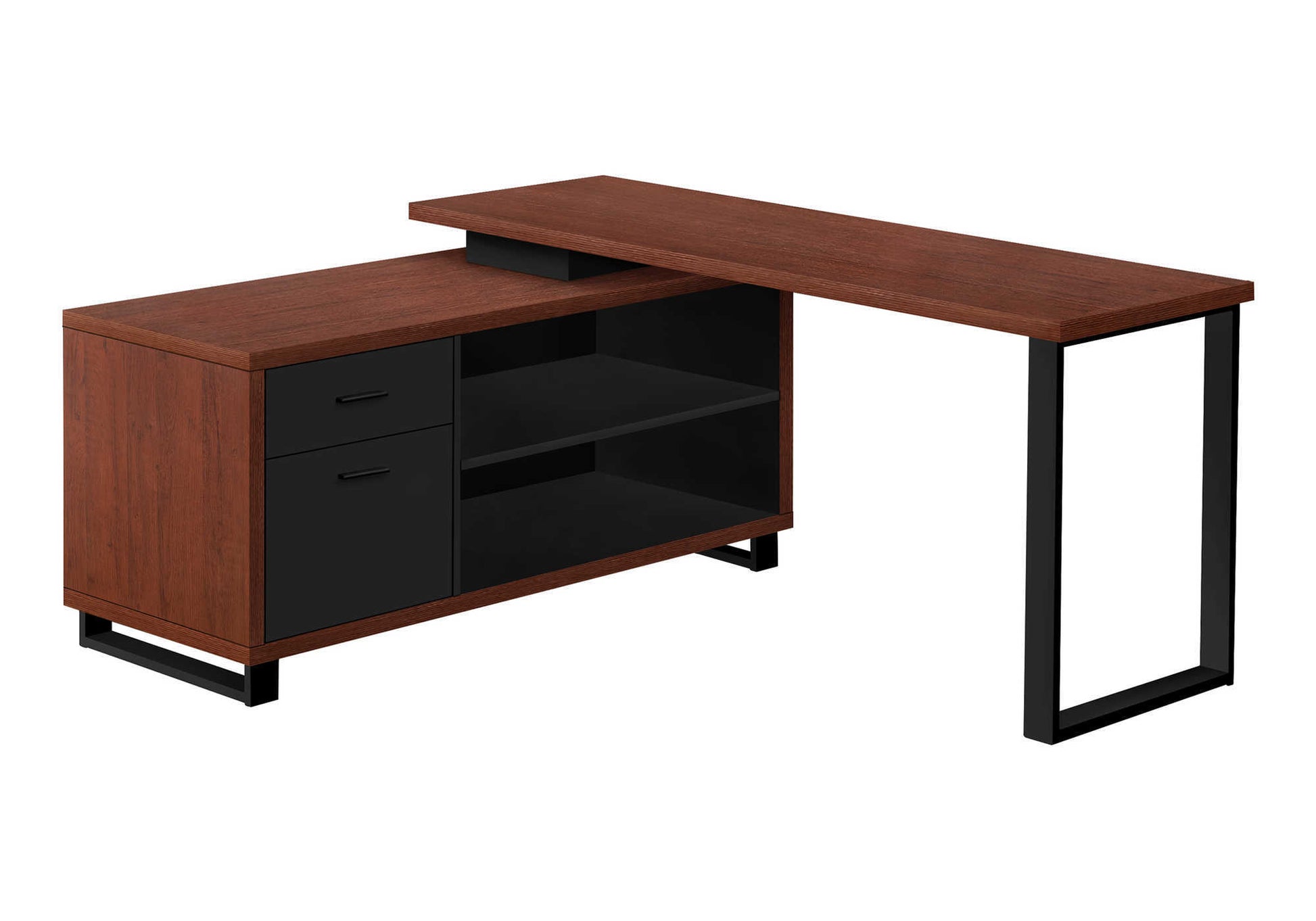 Computer Desk 72"L L-Shaped Espresso/Black-Computer Desk-DECOROLALA