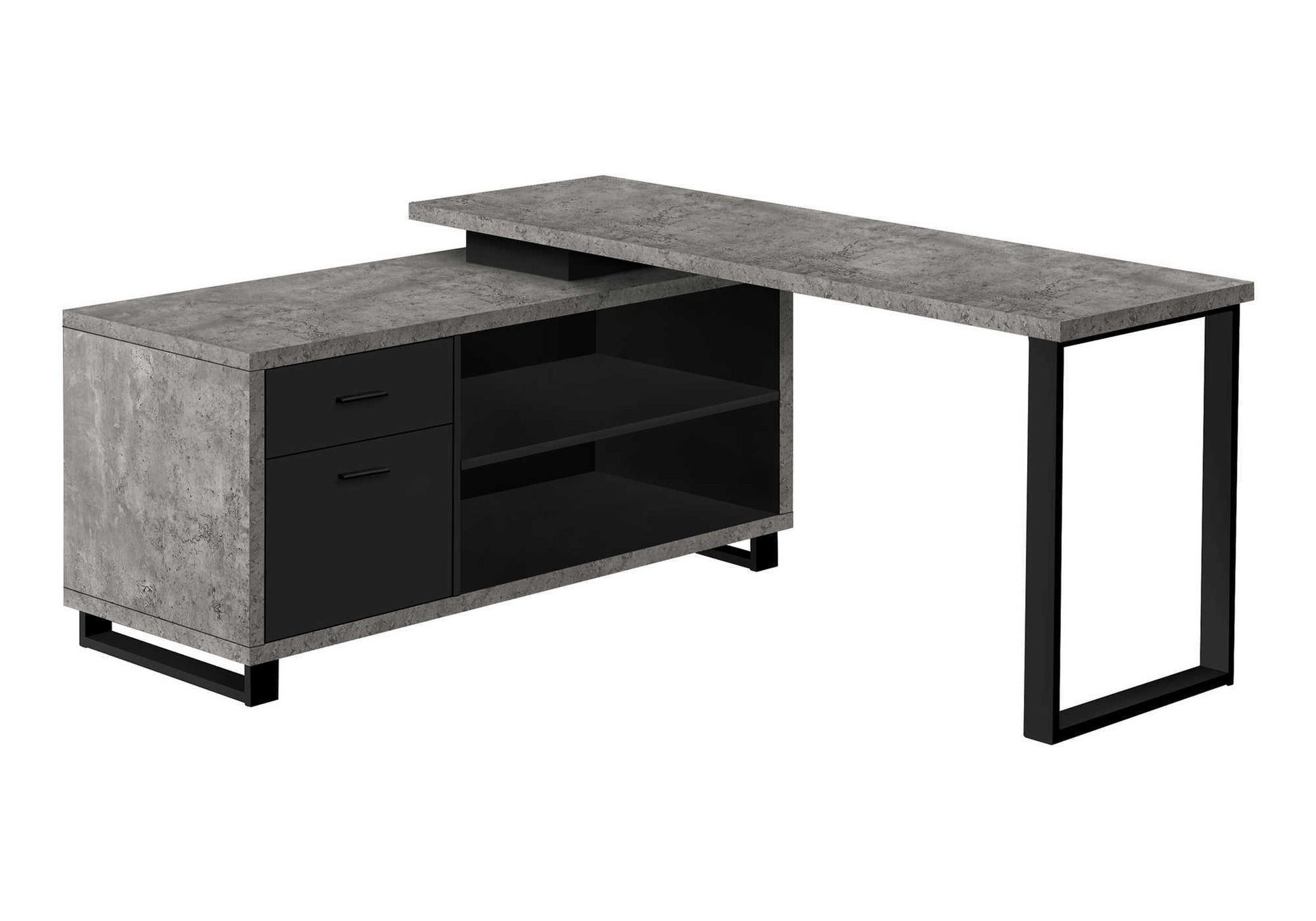 Computer Desk 72"L L-Shaped Espresso/Black-Computer Desk-DECOROLALA