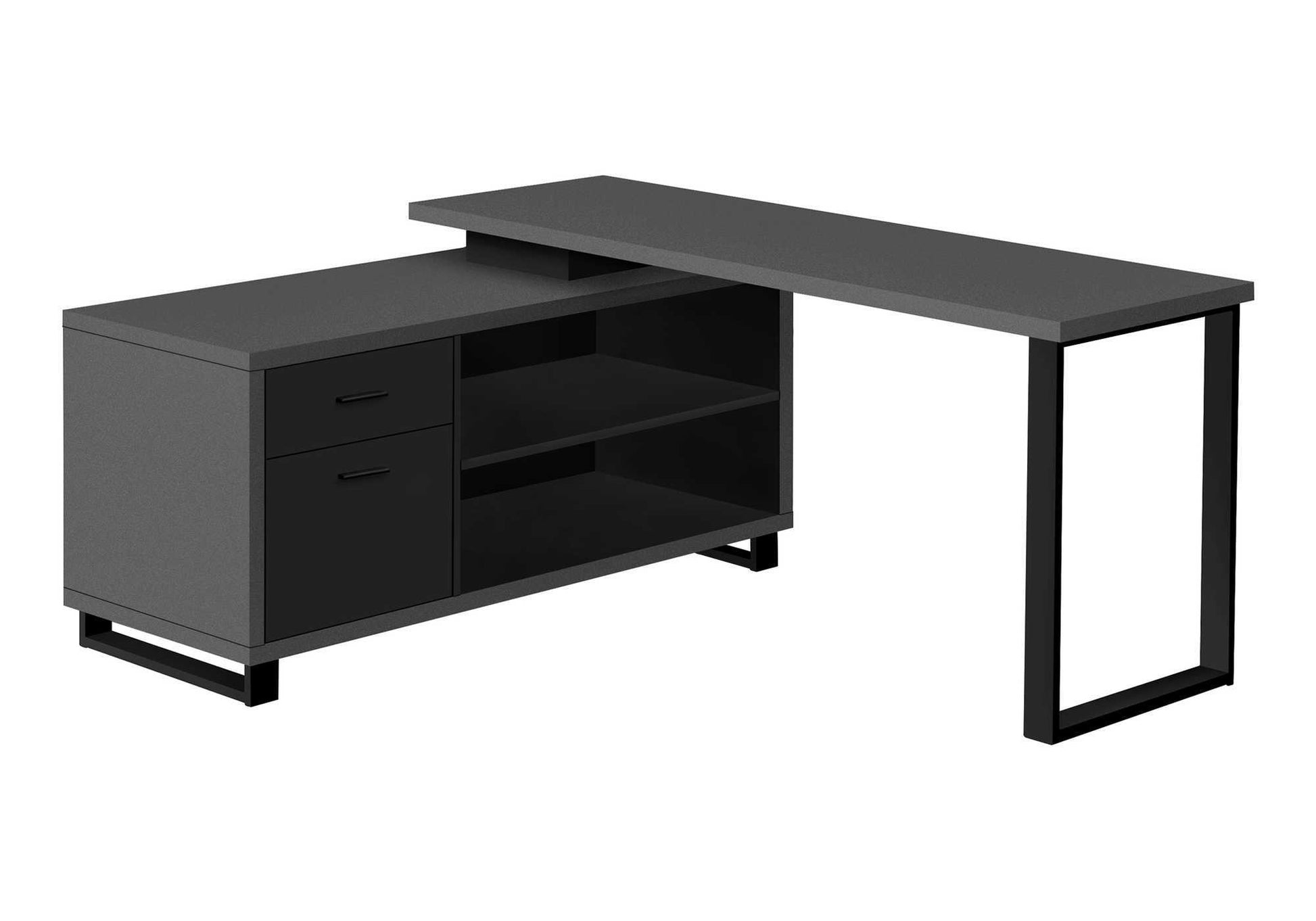 Computer Desk 72"L L-Shaped Espresso/Black-Computer Desk-DECOROLALA