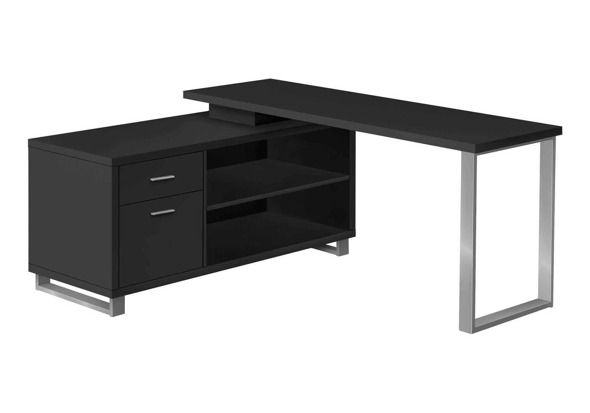 Computer Desk 72"L L-Shaped Espresso/Black-Computer Desk-DECOROLALA