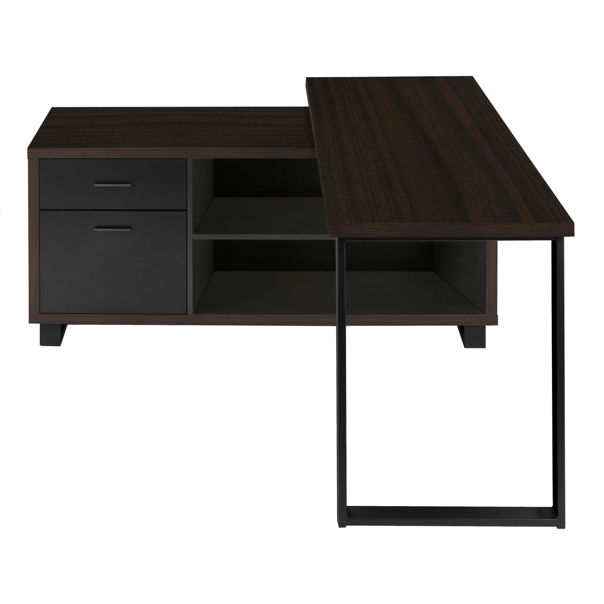Computer Desk 72"L L-Shaped Espresso/Black-Computer Desk-DECOROLALA
