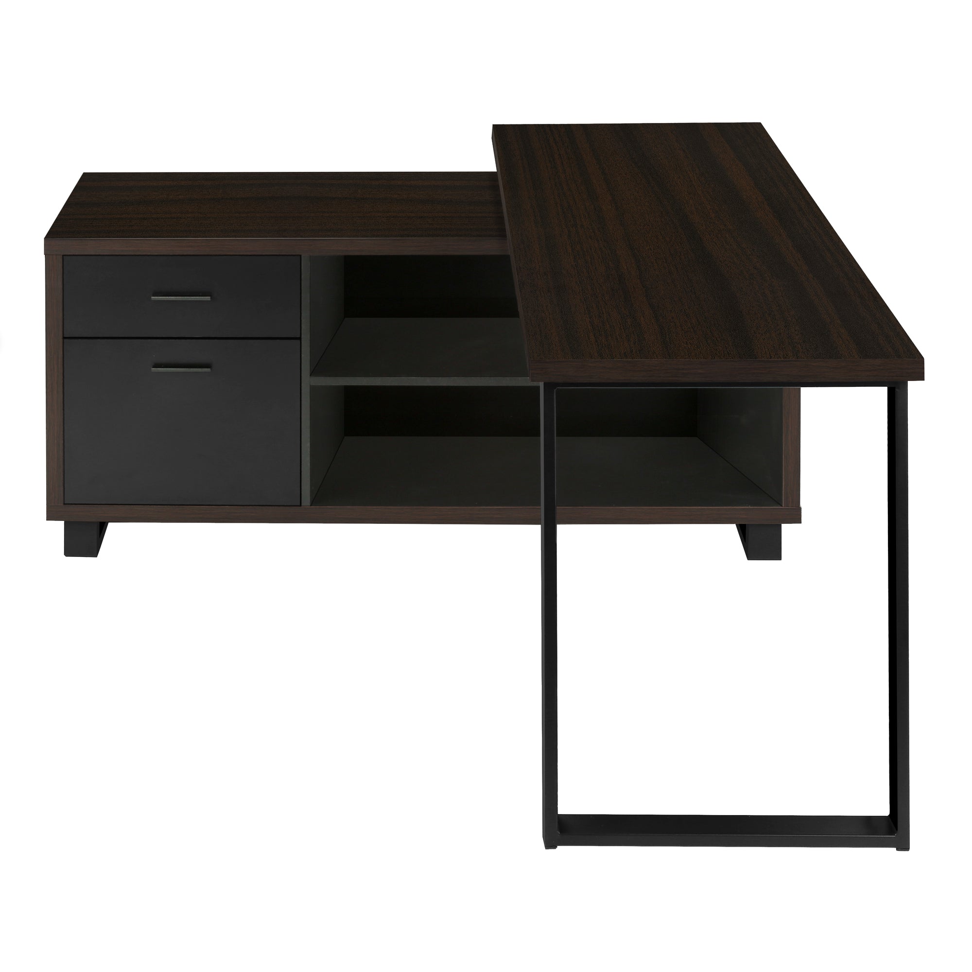 Computer Desk 72"L L-Shaped Espresso/Black-Computer Desk-DECOROLALA