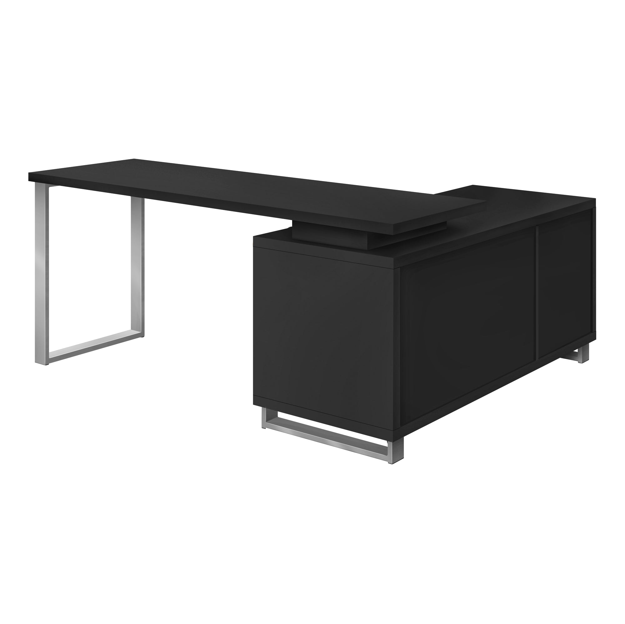 Computer Desk 72"L L-Shaped Espresso/Black-Computer Desk-DECOROLALA