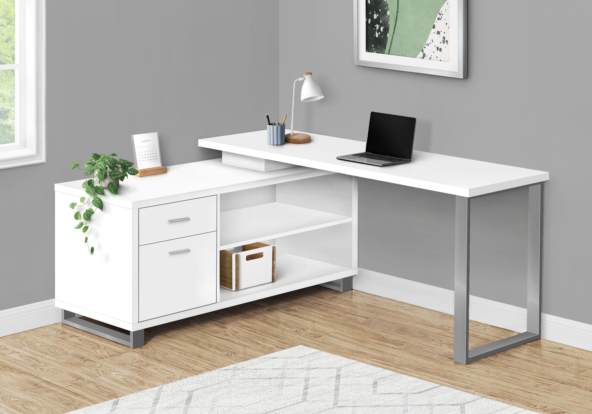 Computer Desk 72"L L-Shaped Espresso/Black-Computer Desk-DECOROLALA