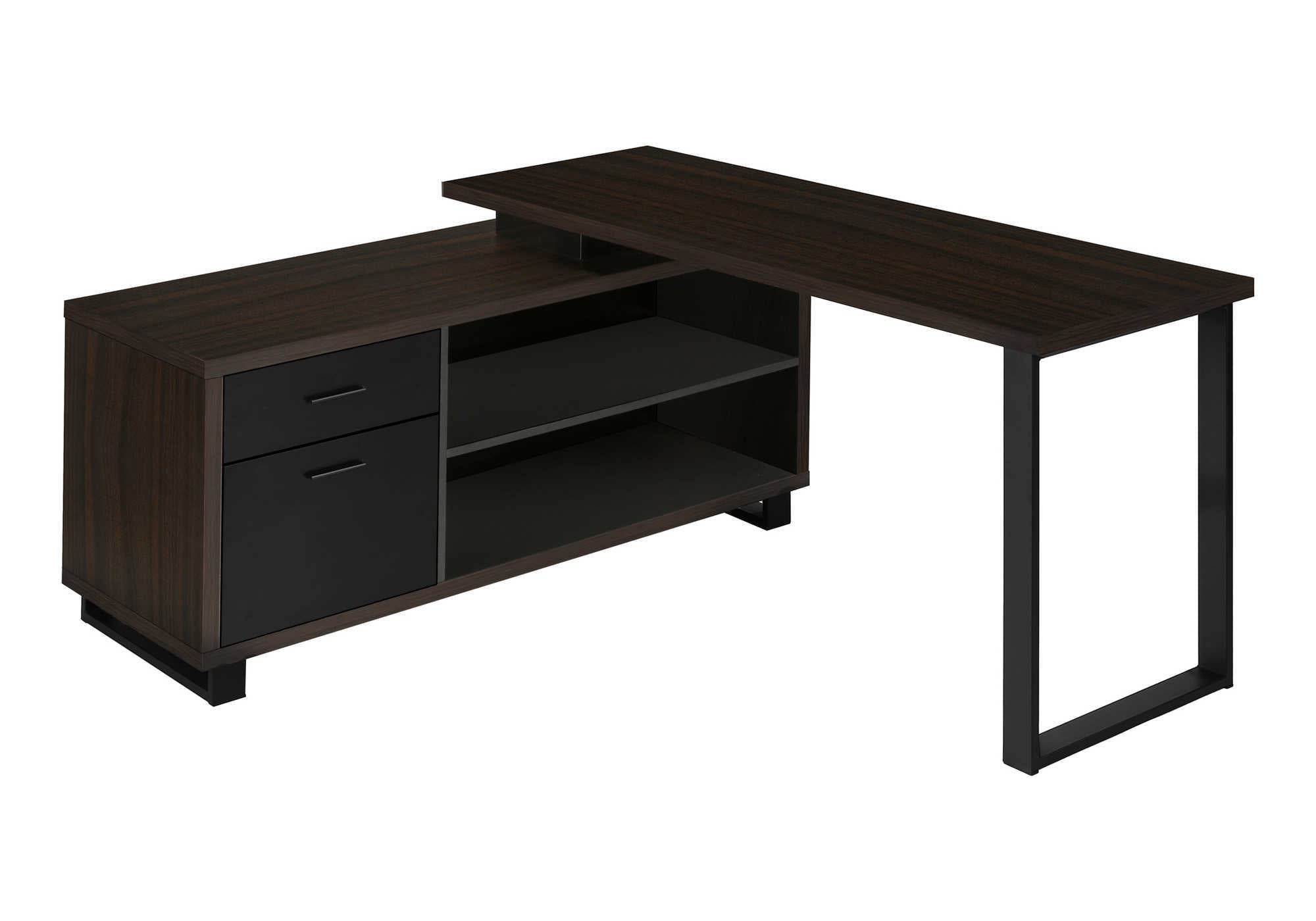 Computer Desk 72"L L-Shaped Espresso/Black-Computer Desk-DECOROLALA
