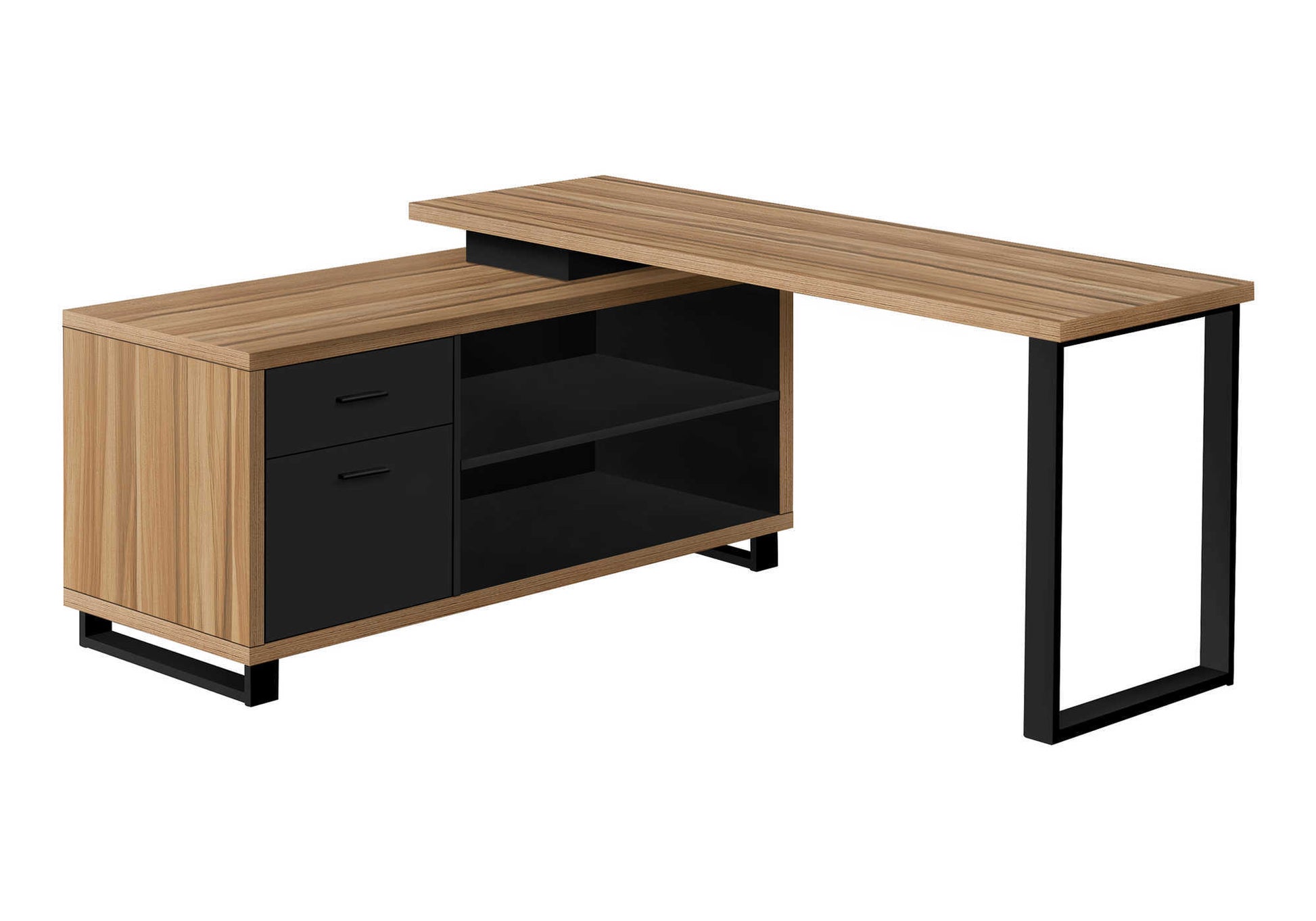 Computer Desk 72"L L-Shaped Espresso/Black-Computer Desk-DECOROLALA