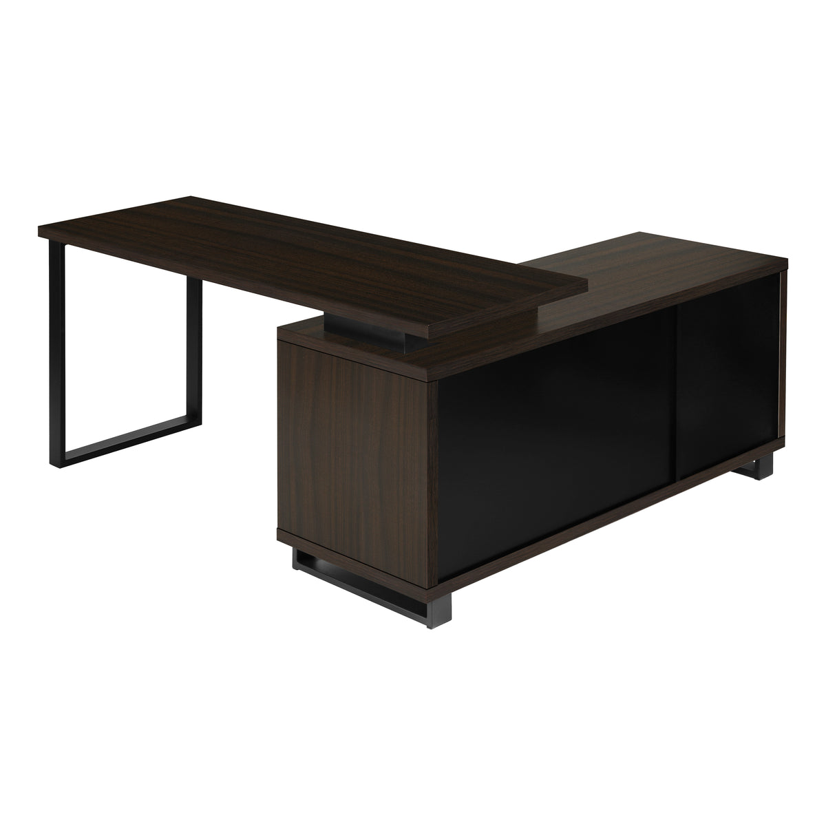 Computer Desk 72"L L-Shaped Espresso/Black-Computer Desks-DECOROLALA