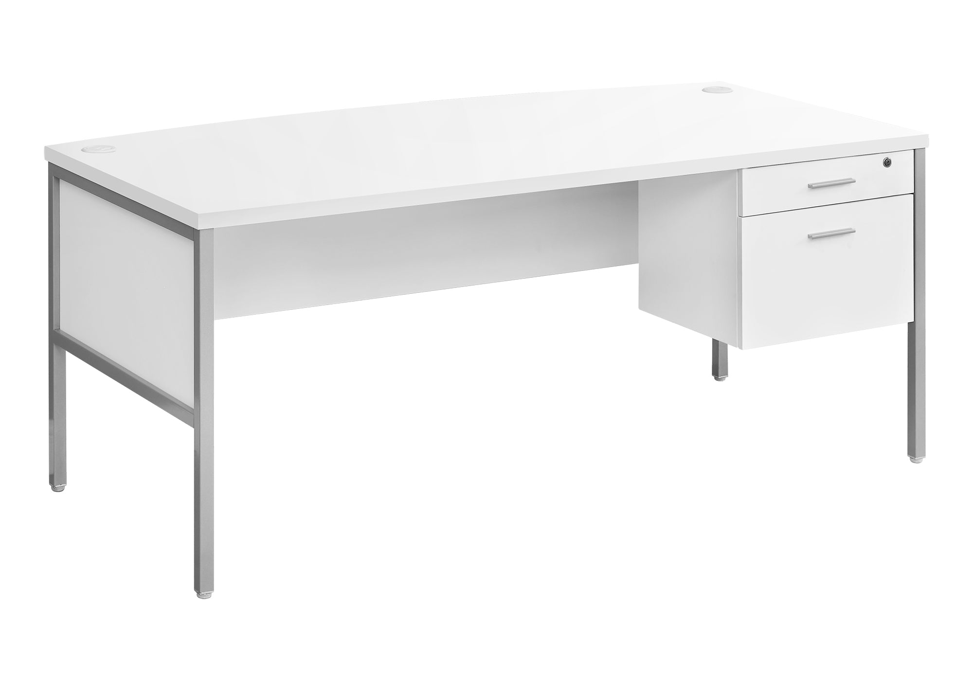 Computer Desk 72"L White/Silver Commercial Grade-Computer Desk-DECOROLALA