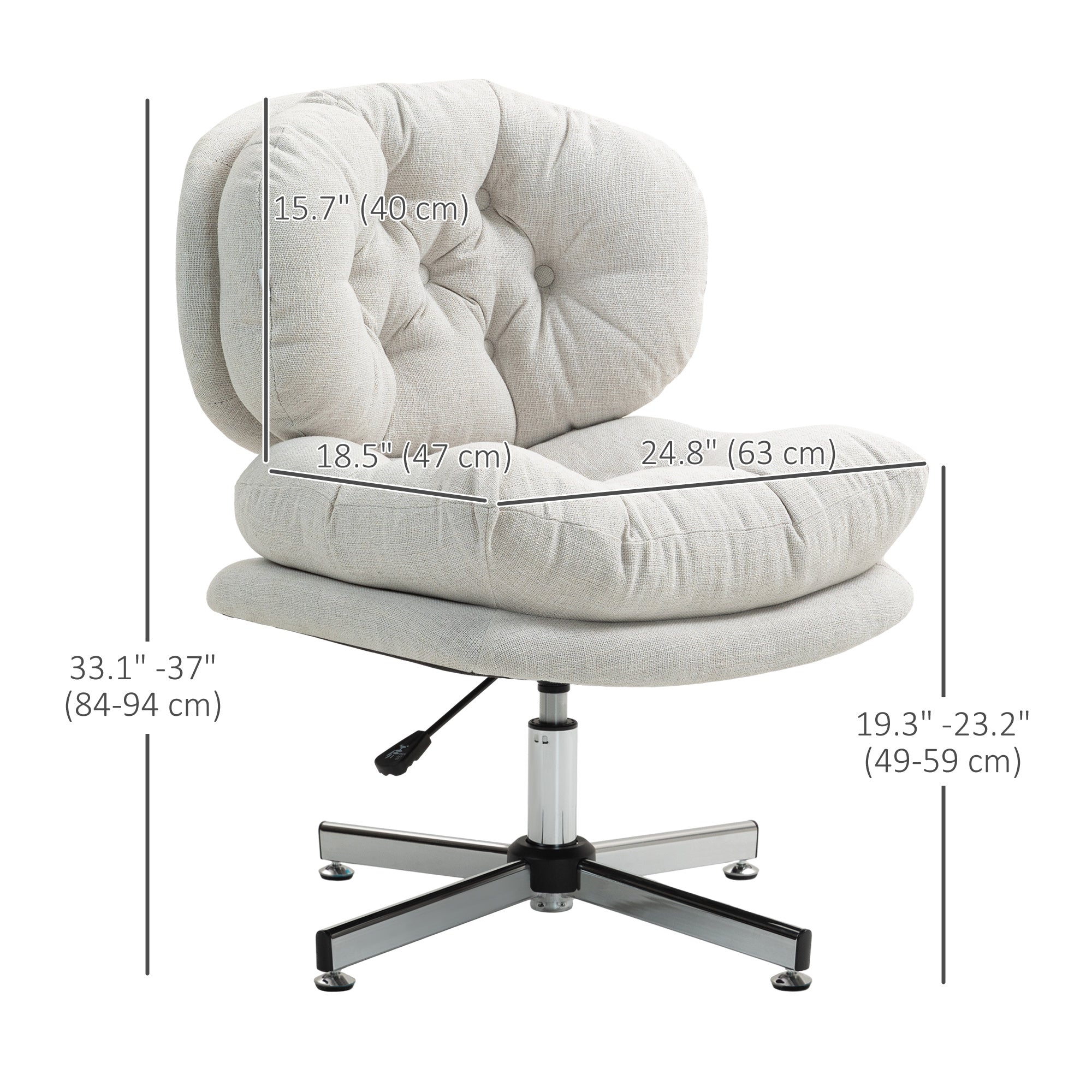 Computer Desk Chair Armless - Cream White Padded-DECOROLALA