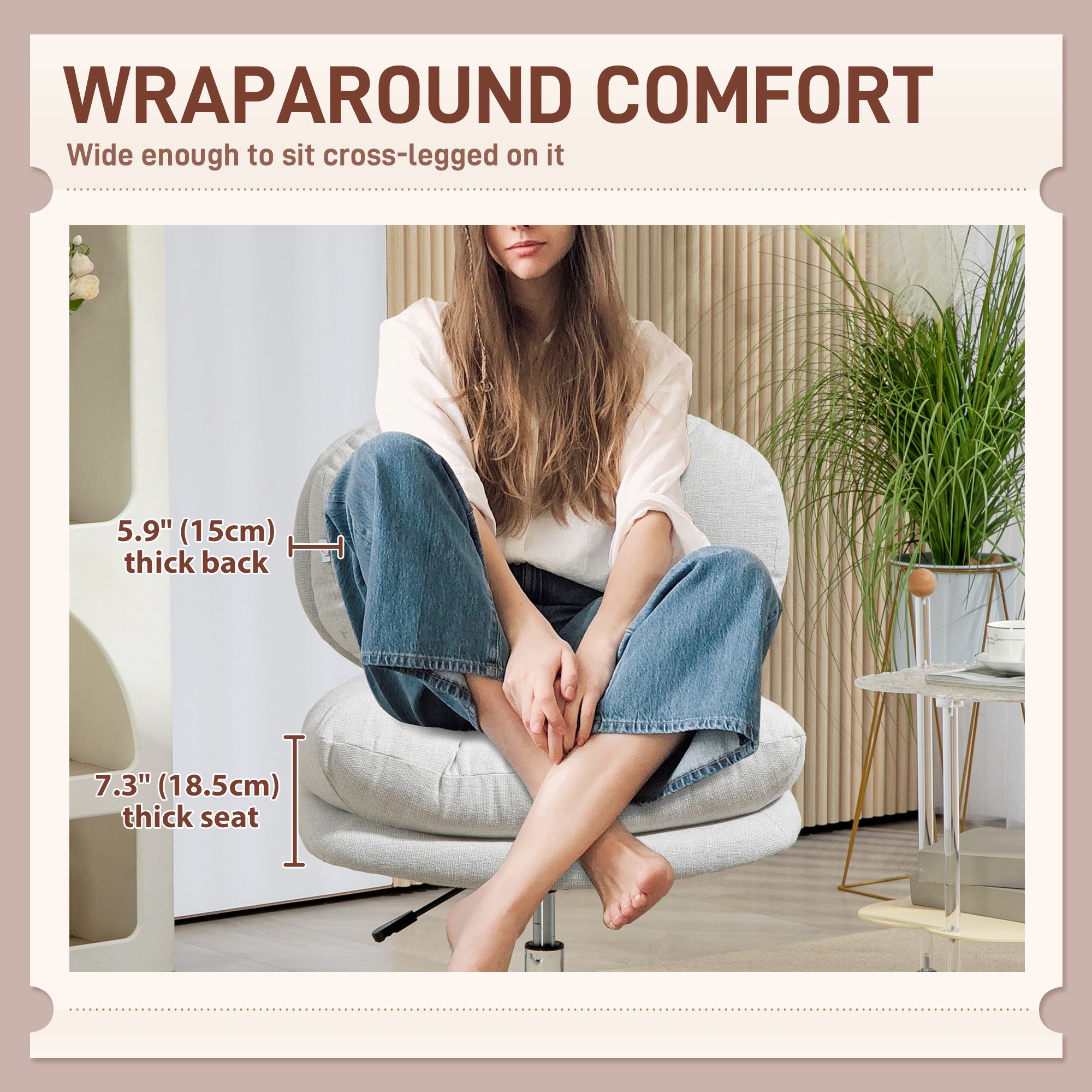 Computer Desk Chair Armless - Cream White Padded-DECOROLALA