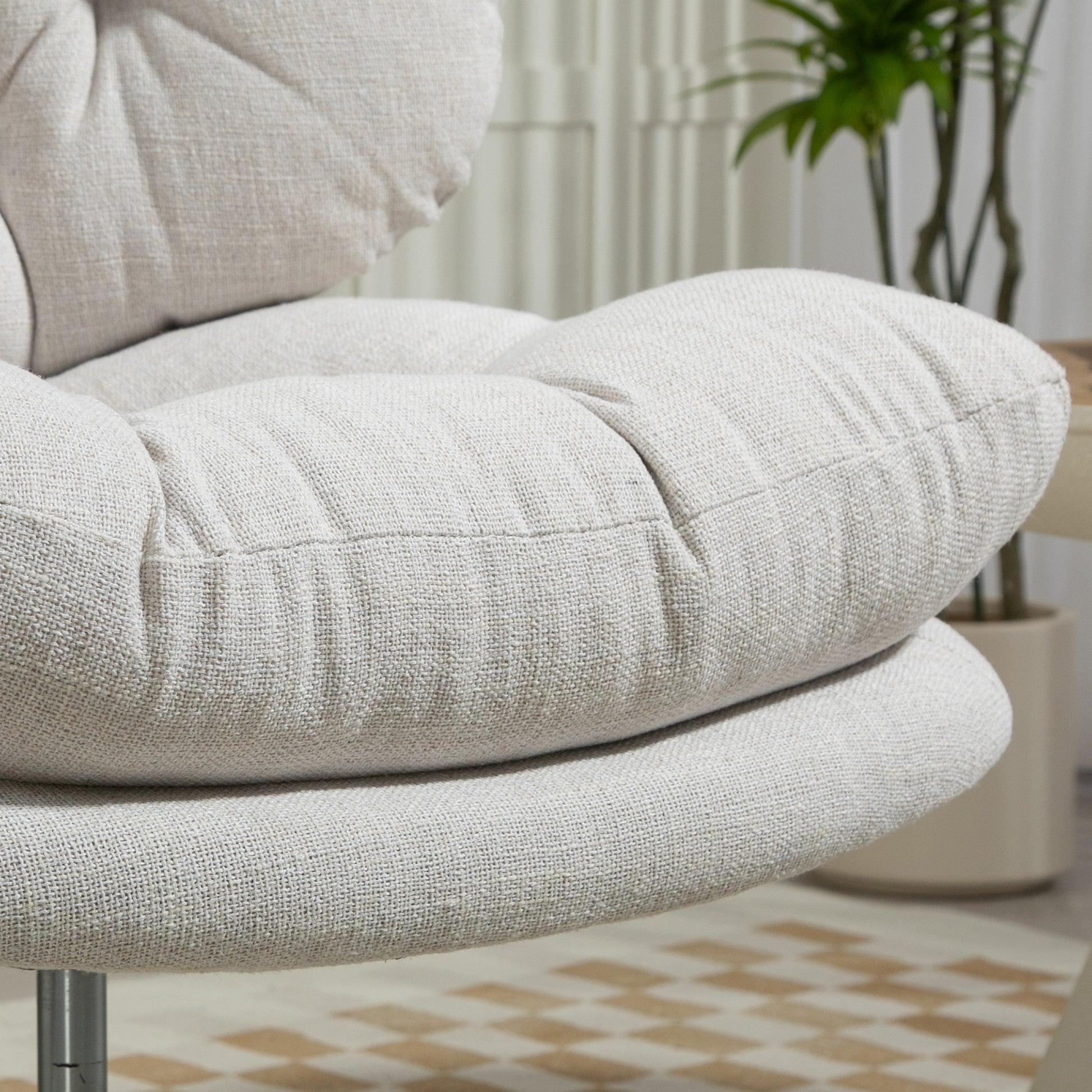 Computer Desk Chair Armless - Cream White Padded-DECOROLALA