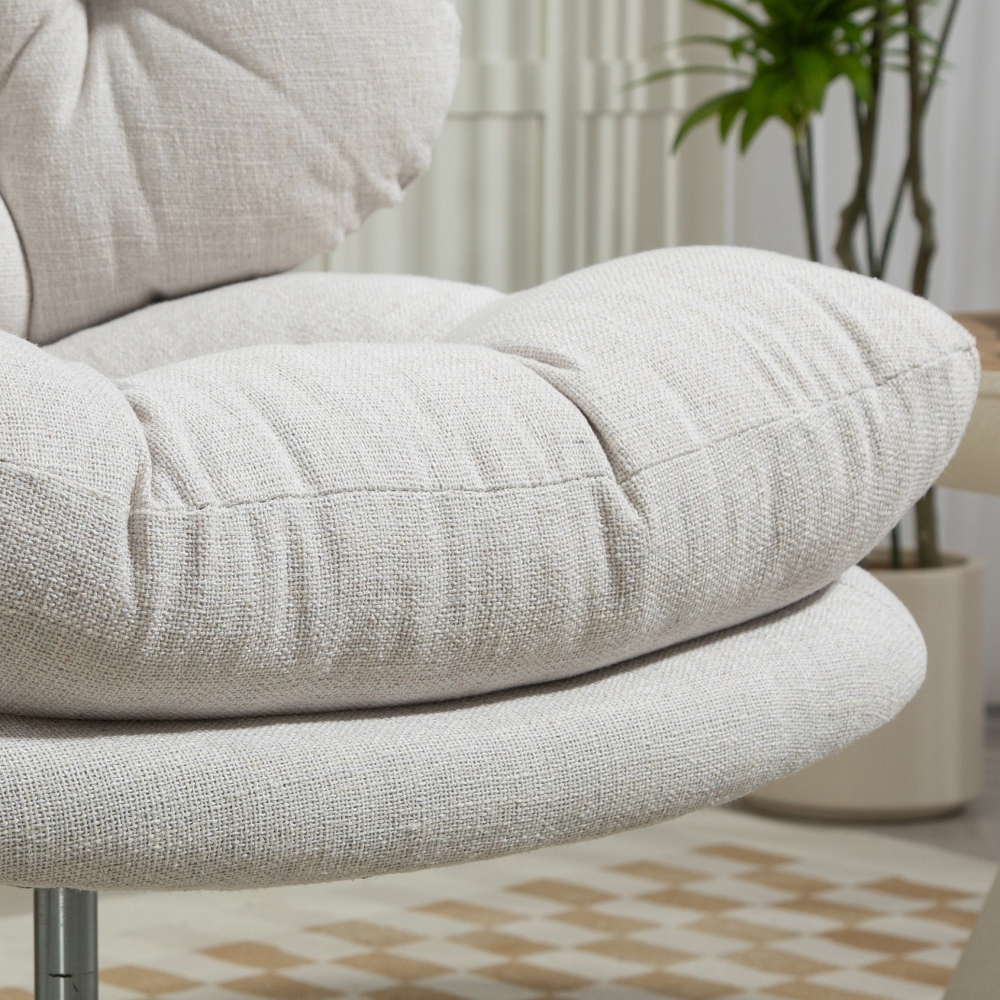 Computer Desk Chair Armless - Cream White Padded-DECOROLALA