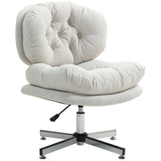 Computer Desk Chair Armless - Cream White Padded-DECOROLALA
