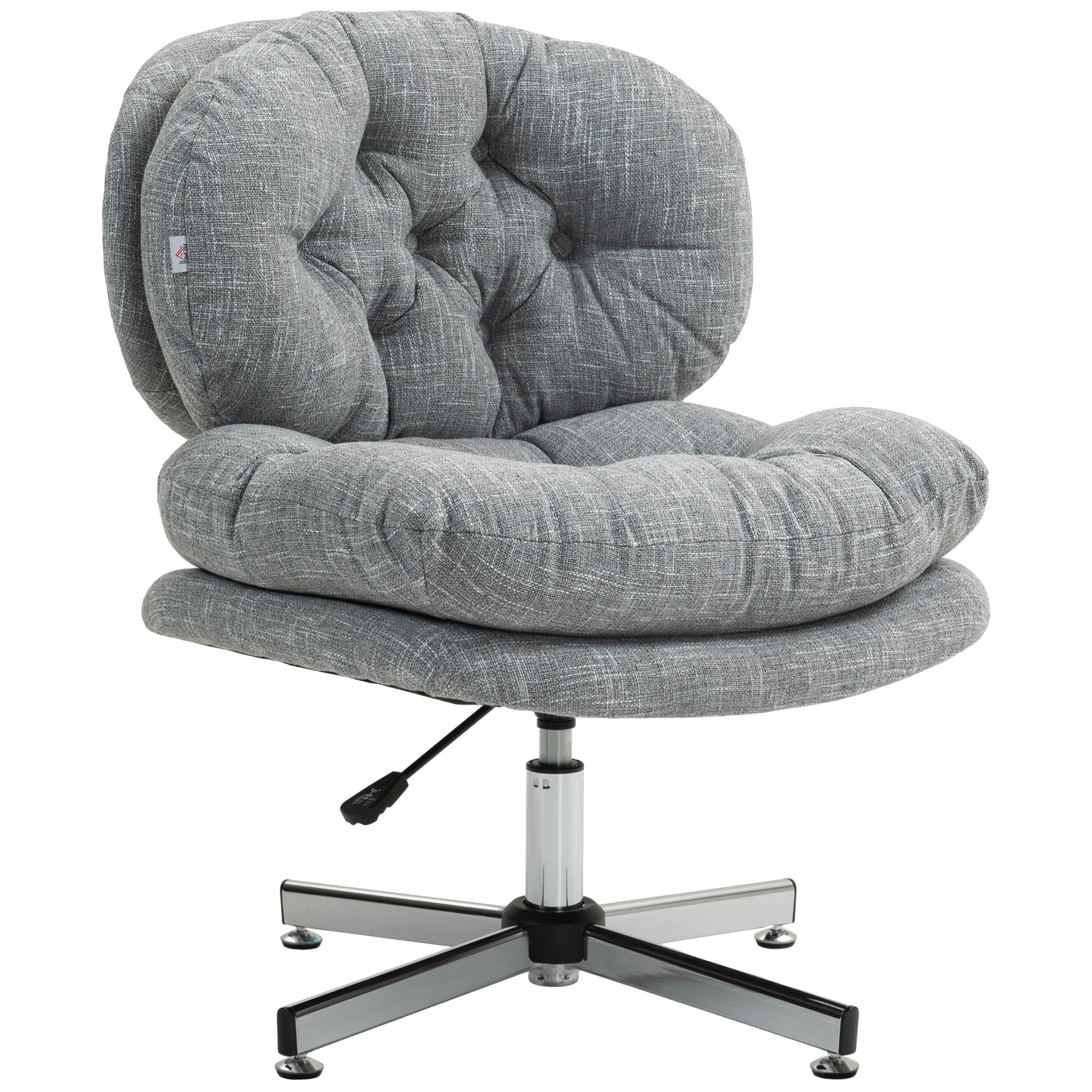 Computer Desk Chair, Armless Office Chair with Wide Padded Seat and Adjustable Height, Grey-Office Products > Office Furniture > Office Chairs > Task Chairs-DECOROLALA