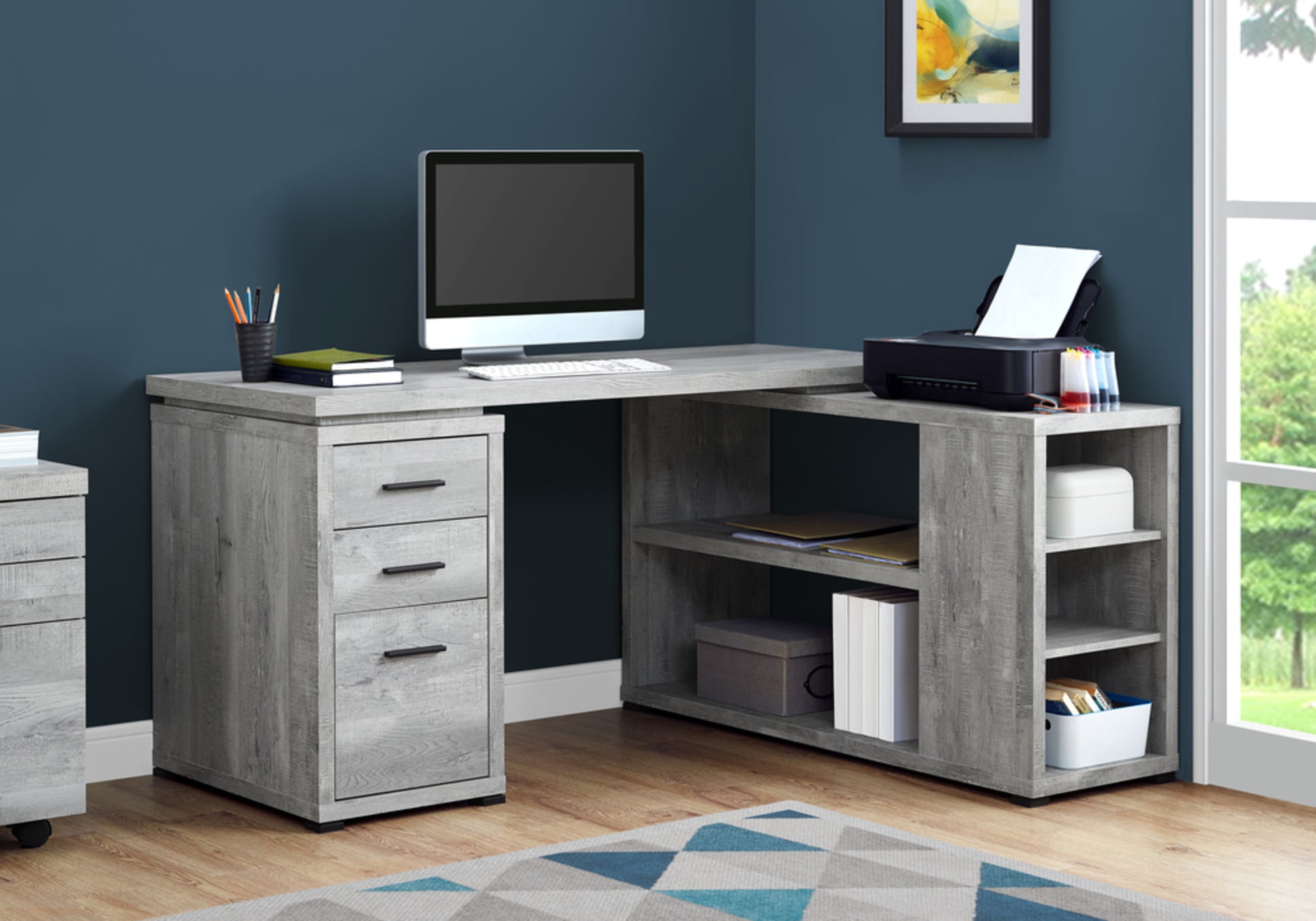Computer Desk - Grey Reclaimed Wood L/R Facing Corner-Computer Desk-DECOROLALA