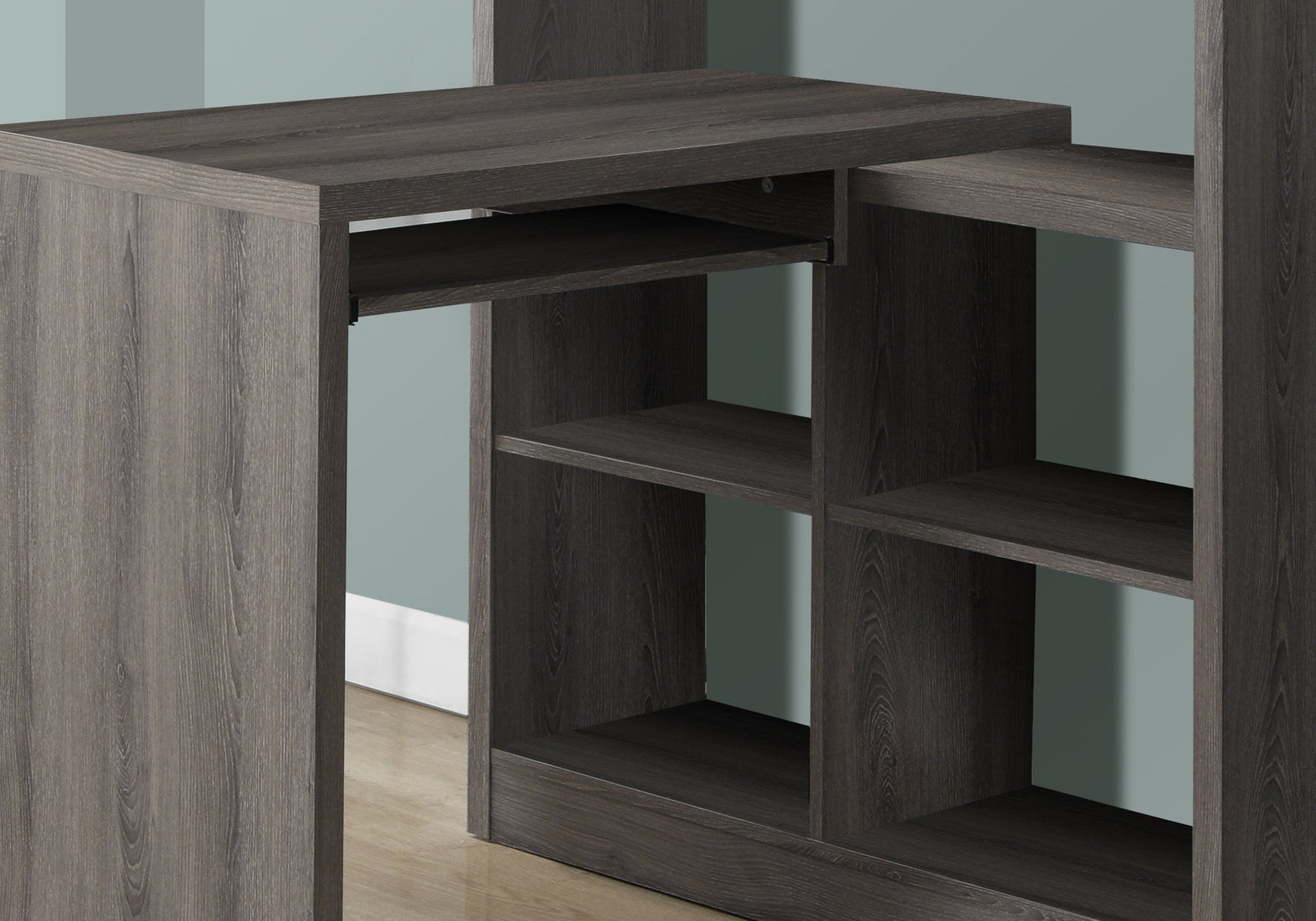 Computer Desk L-Shape Corner Taupe with Shelves-Filing Cabinet-DECOROLALA