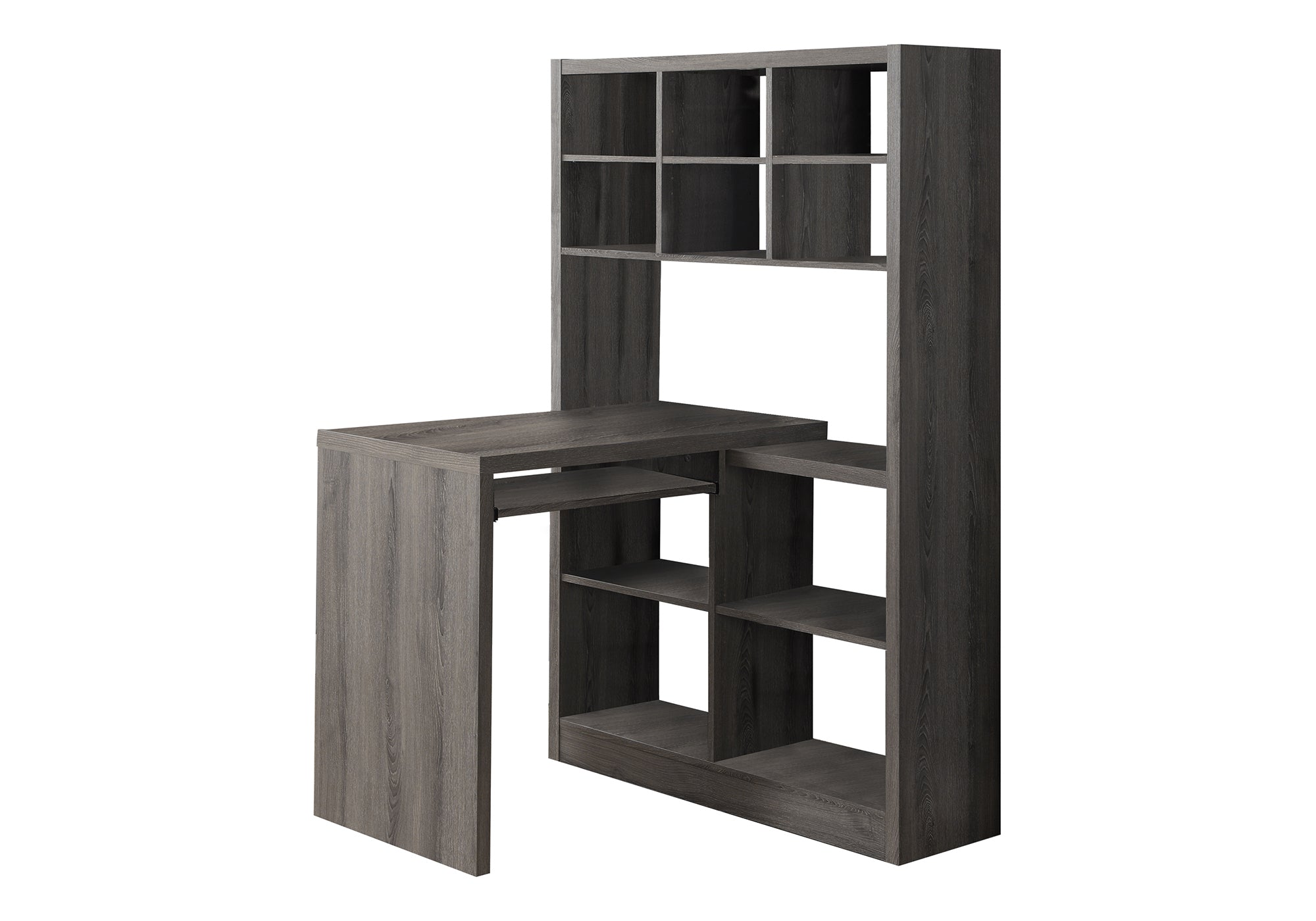 Computer Desk L-Shape Corner Taupe with Shelves-Filing Cabinet-DECOROLALA