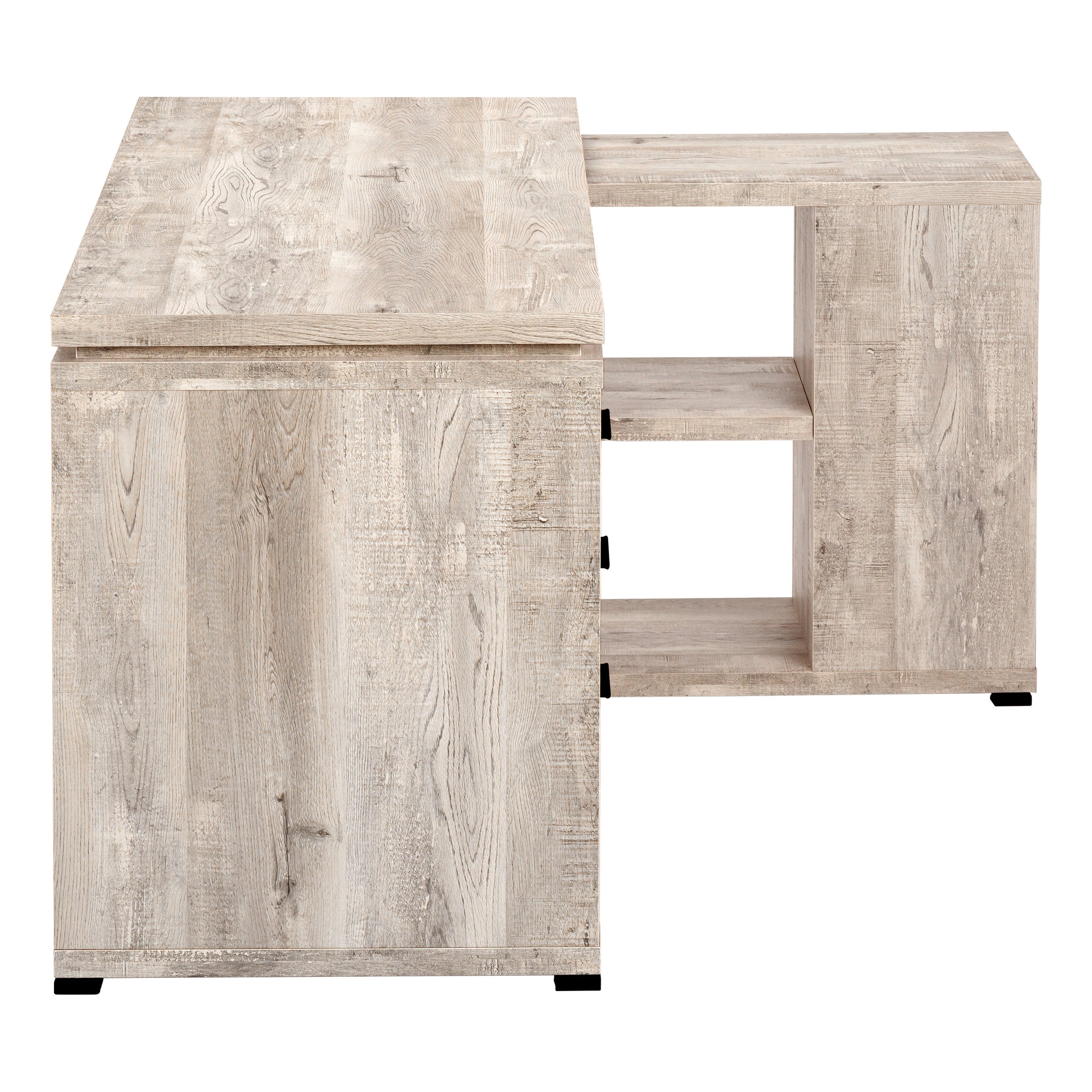Computer Desk L-Shape Grey Reclaimed Wood Corner-Computer Desk-DECOROLALA