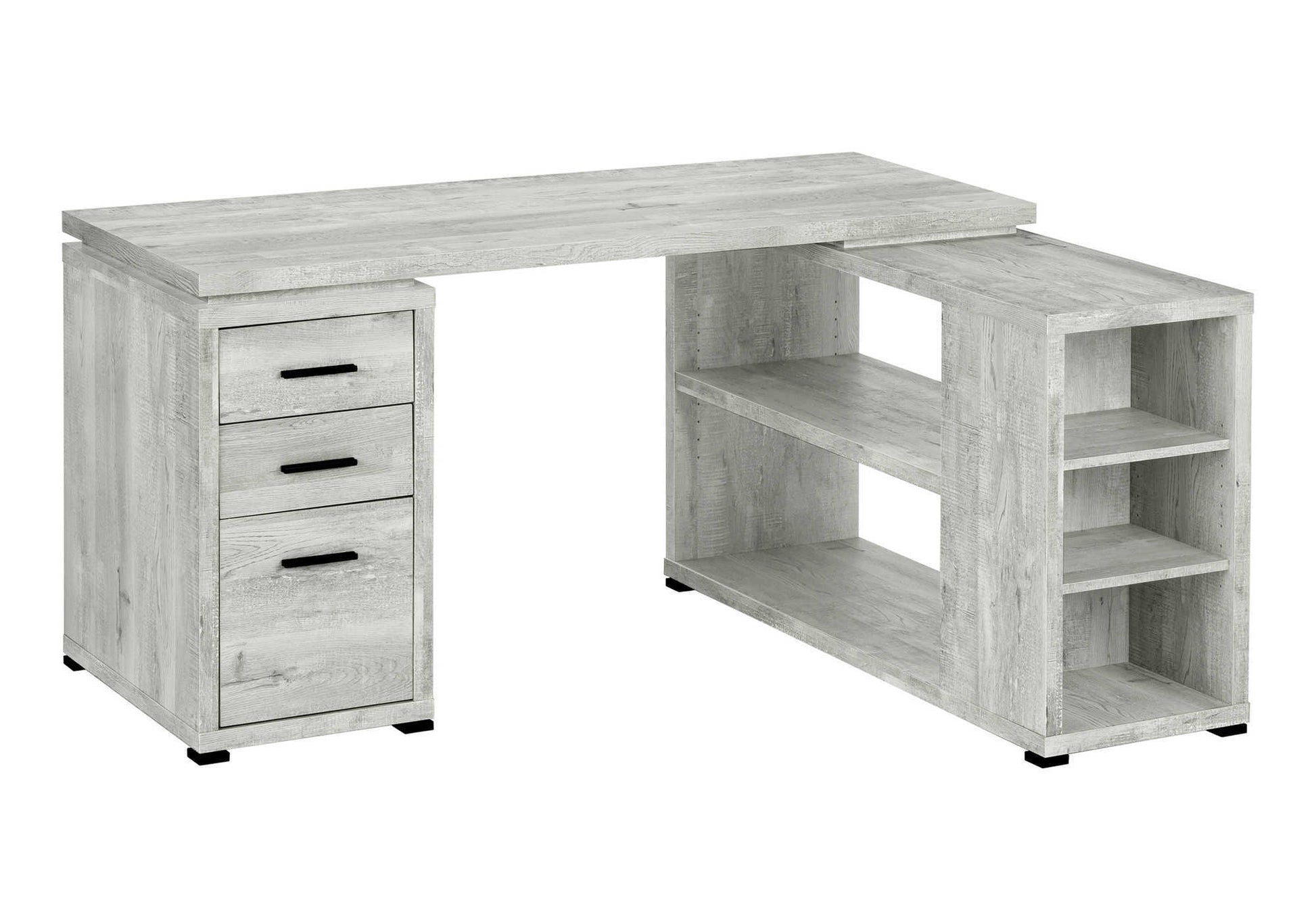Computer Desk L-Shape Grey Reclaimed Wood Corner-Computer Desk-DECOROLALA