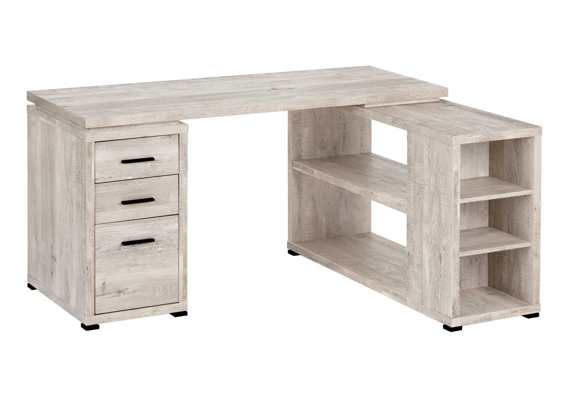 Computer Desk L-Shape Grey Reclaimed Wood Corner-Computer Desk-DECOROLALA