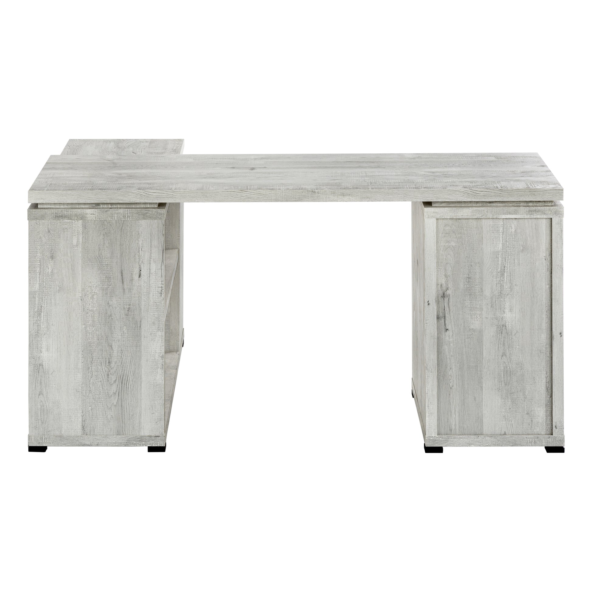 Computer Desk L-Shape Grey Reclaimed Wood Corner-Computer Desk-DECOROLALA