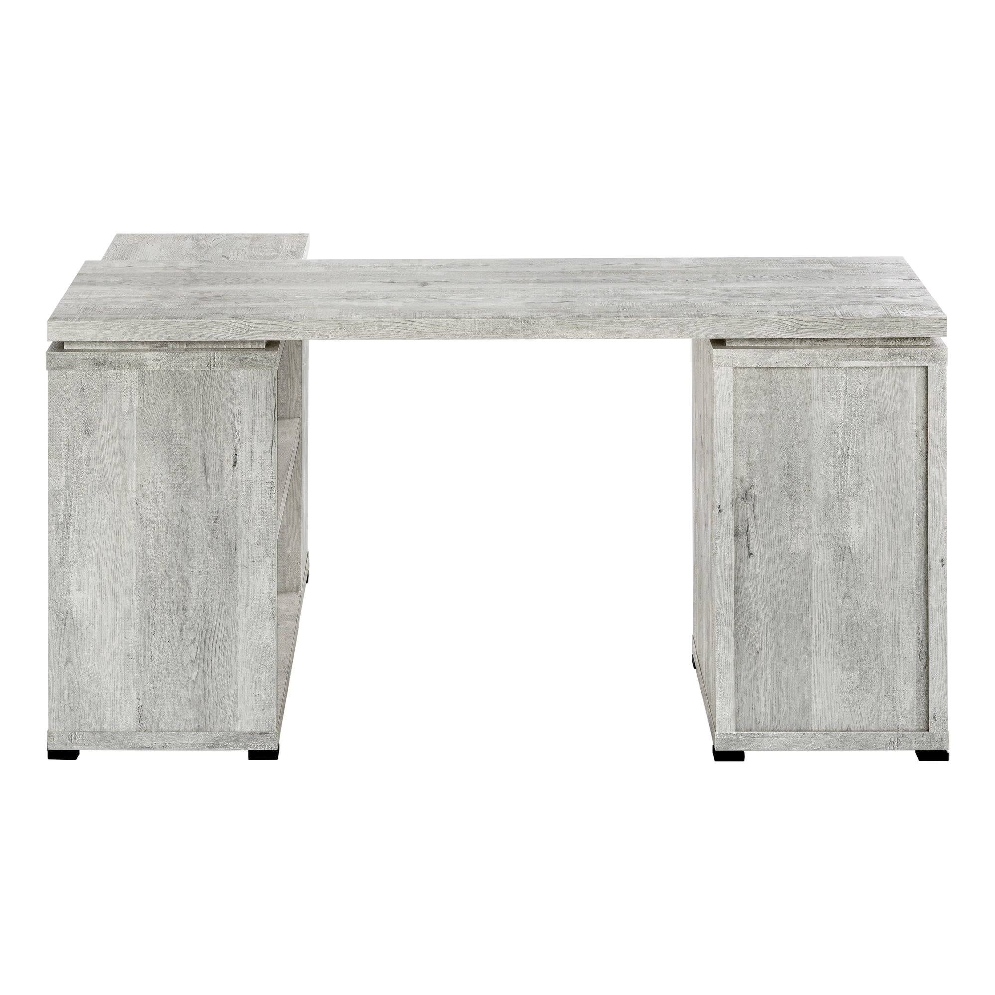 Computer Desk L-Shape Grey Reclaimed Wood Corner-Computer Desk-DECOROLALA