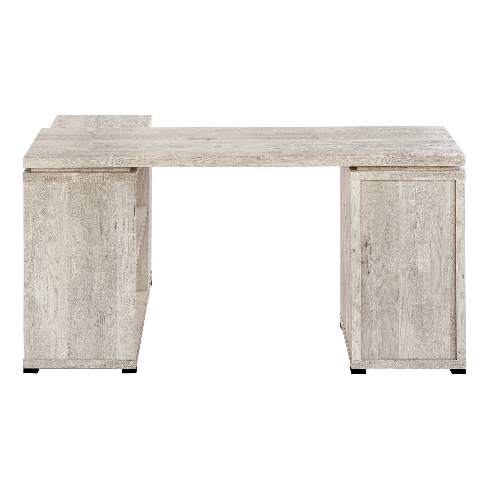 Computer Desk L-Shape Grey Reclaimed Wood Corner-Computer Desk-DECOROLALA