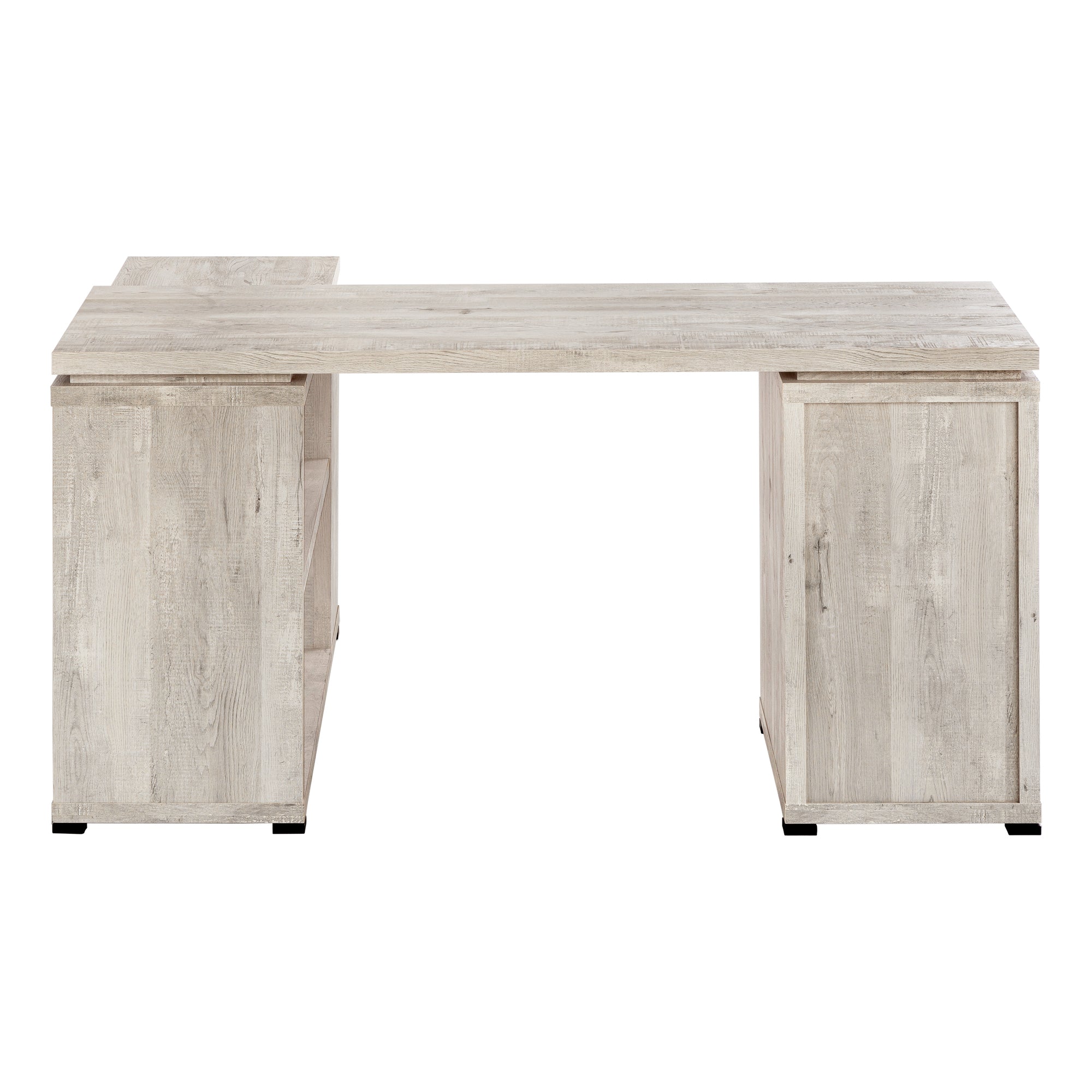 Computer Desk L-Shape Grey Reclaimed Wood Corner-Computer Desk-DECOROLALA
