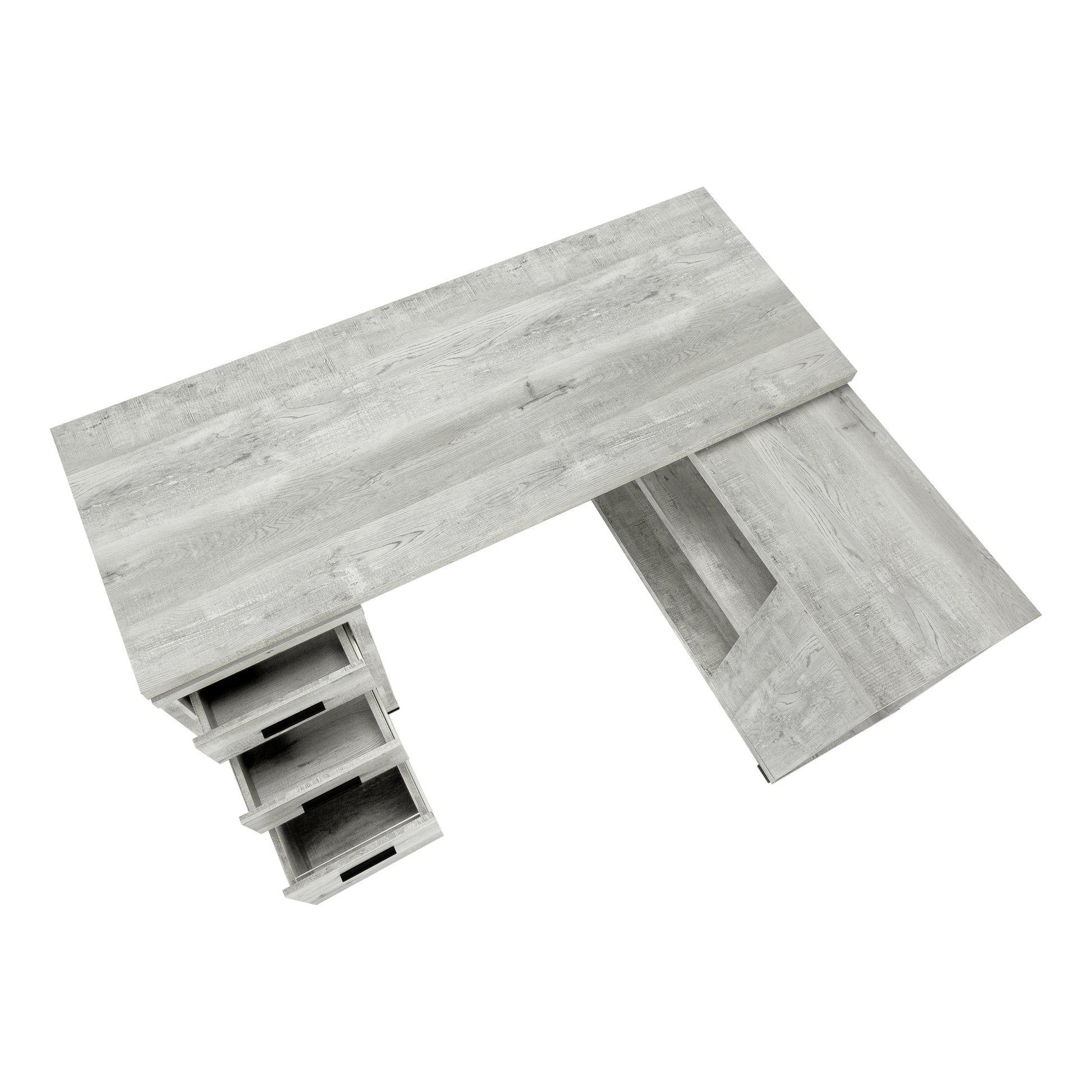Computer Desk L-Shape Grey Reclaimed Wood Corner-Computer Desk-DECOROLALA