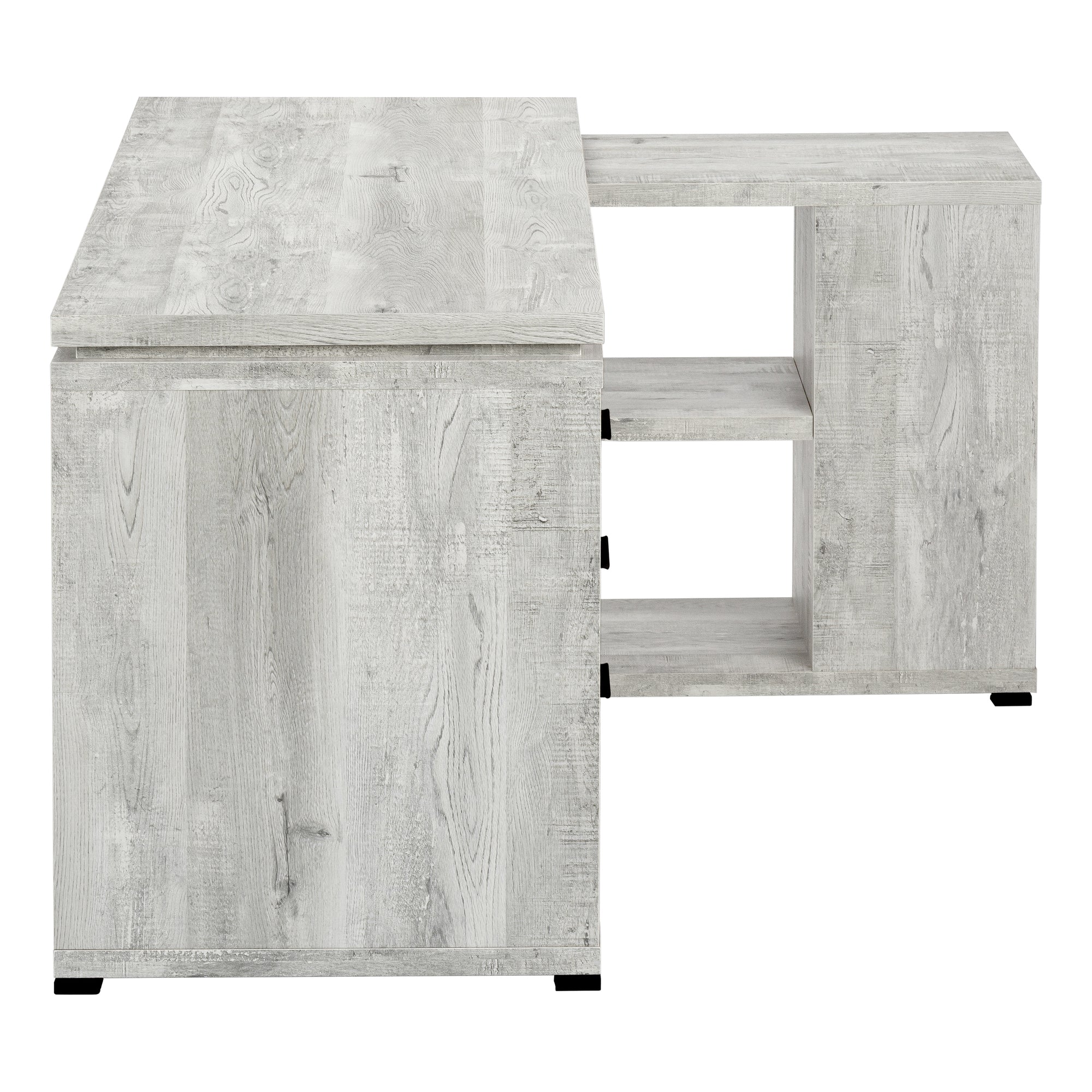Computer Desk L-Shape Grey Reclaimed Wood Corner-Computer Desk-DECOROLALA