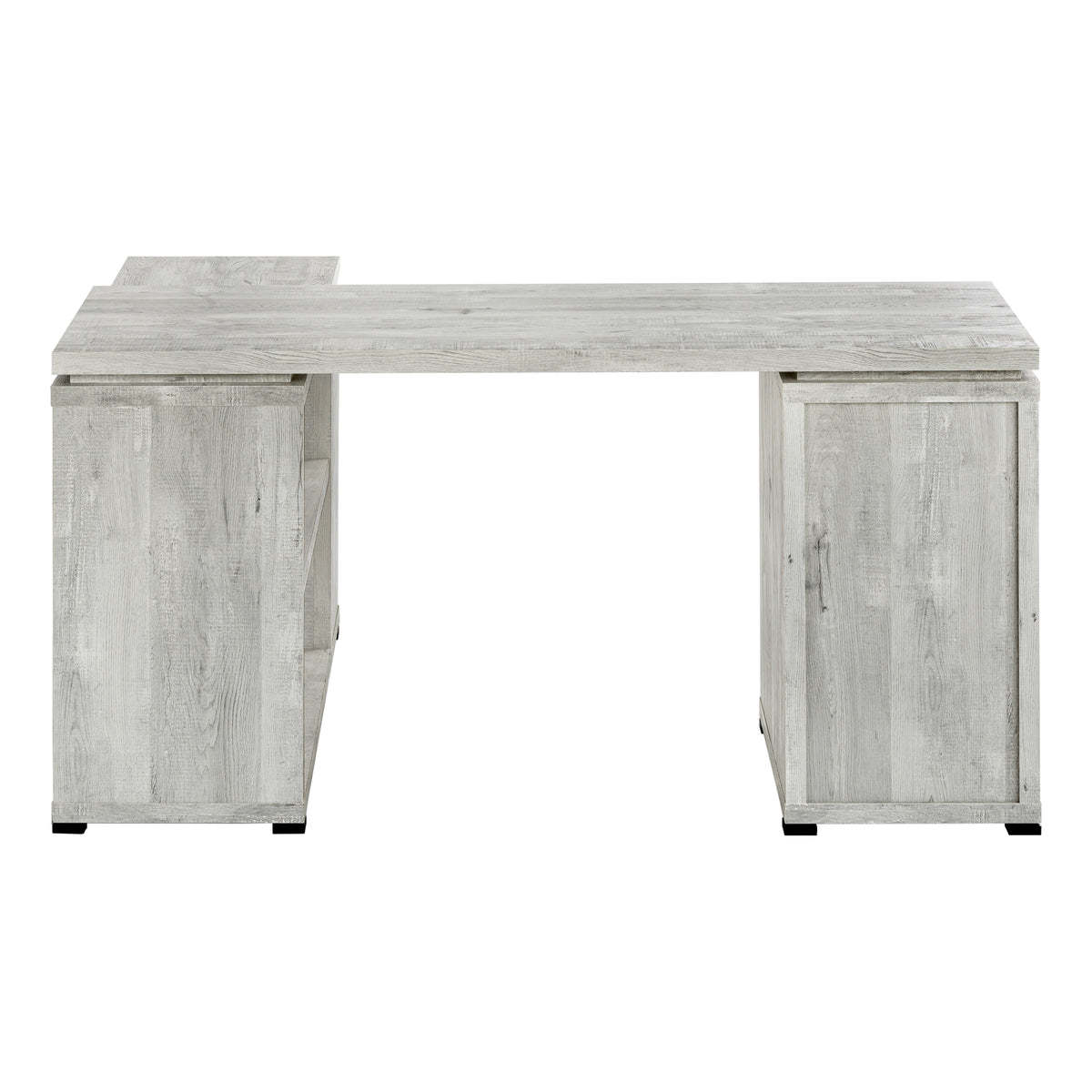 Computer Desk L-Shape Grey Reclaimed Wood Corner-Computer Desks-DECOROLALA