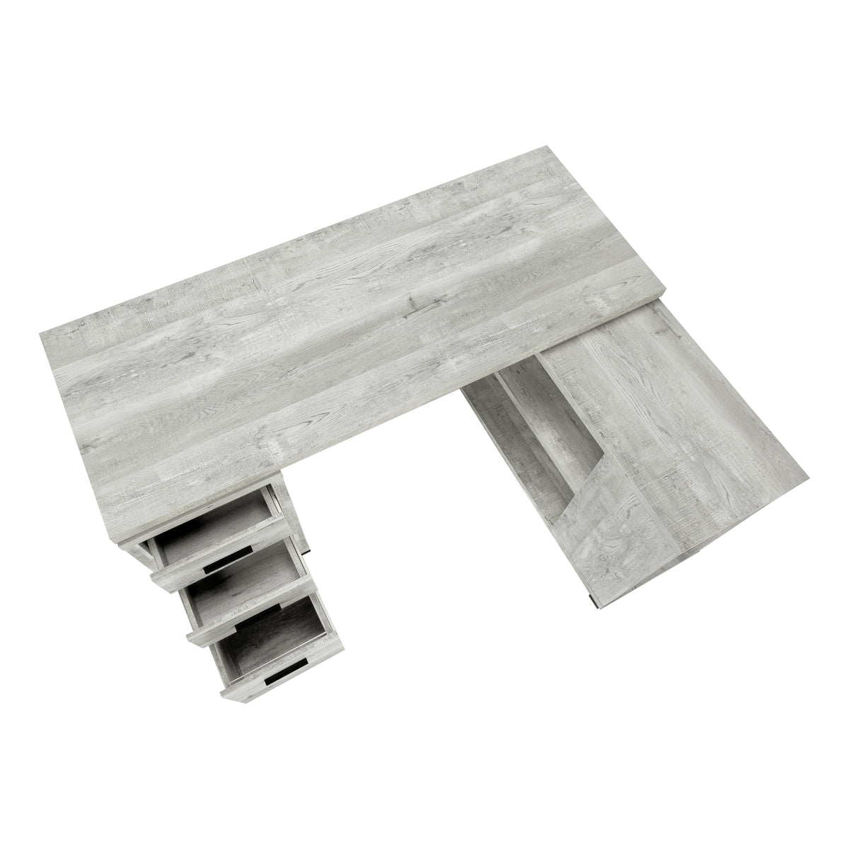 Computer Desk L-Shape Grey Reclaimed Wood Corner-Computer Desks-DECOROLALA